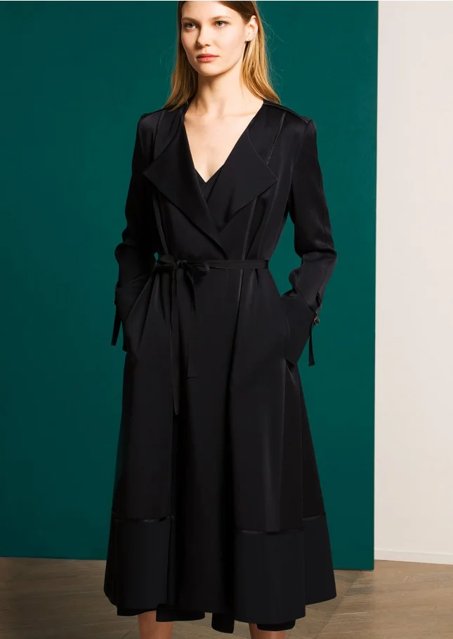 Tara Jarmon , Black Satin Drape Front Coat , £272.50 (half price) - For the Sicilian black lovers. Love the bottom and sleeves details.