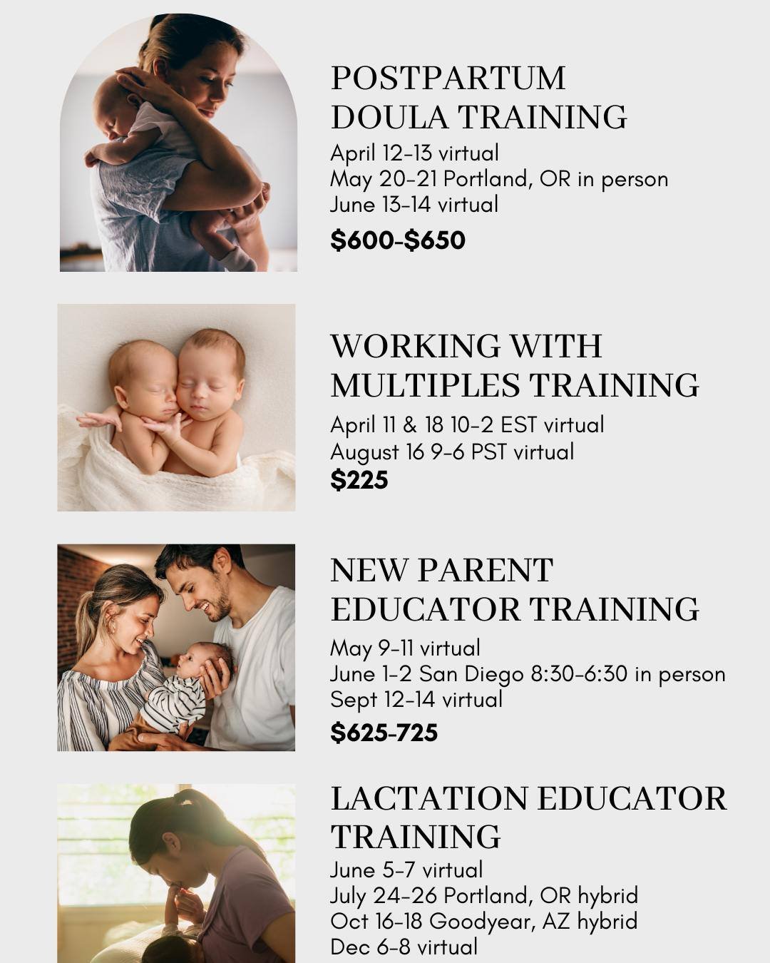 Can't wait to meet all the new professional friends and colleagues at these upcoming trainings. Which one fits for you?
Here's a link to learn more: https://www.abcdoula.com/professional-page