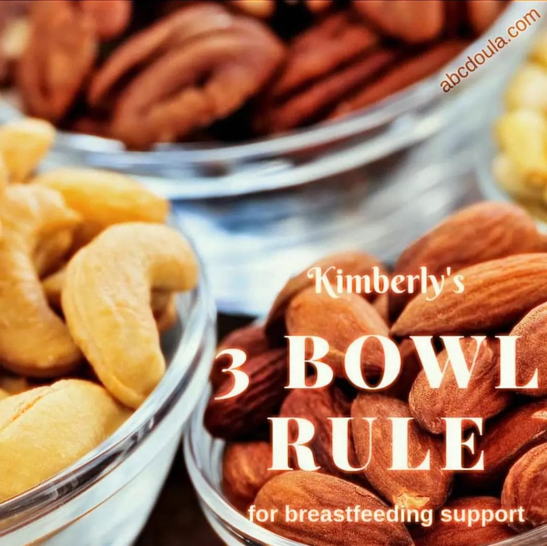 If you are the partner or a loved one of a breastfeeding mom, you will likely notice something about her appetite. 

She often doesn't pay attention to it until she is starving! Here is my solution:
THE 3 BOWL RULE

🌟 Don't ever walk away from a bre