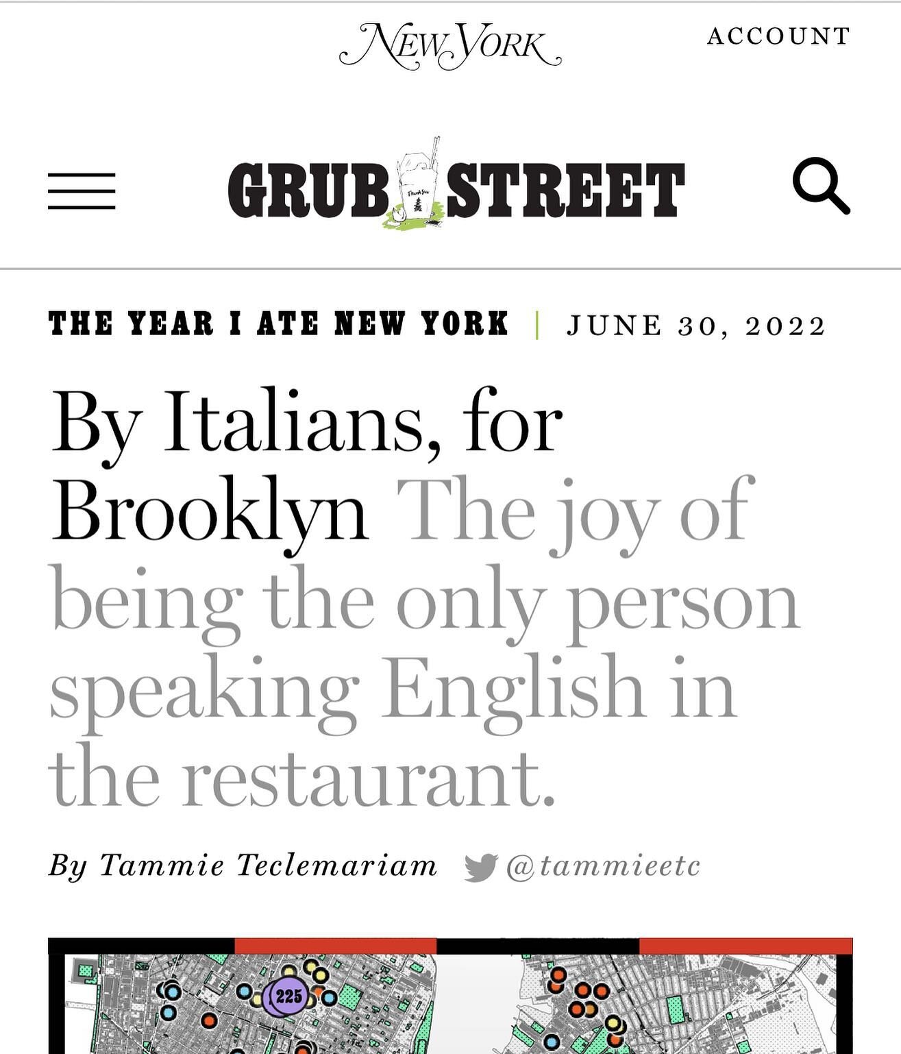 Thank you so much @grubstreet @nymag @tammieeverytime for the shoutout! We have been working hard since 2016 to bring artisanal food, wine and hospitality to the neighborhood so we are really happy to get recognized and appreciated ❤️ By the way I&rs