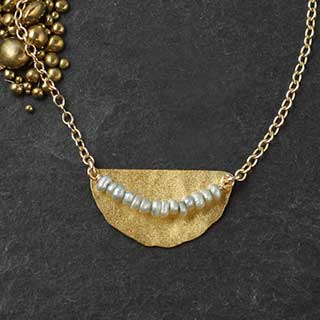 Hammered Half Disc Necklace with Micro-Pearl Collar (n-8gtp).jpg