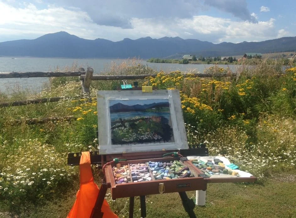 Robin Fourie easel and paints.JPG