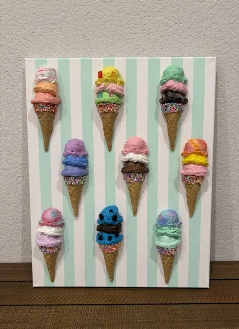 9 ice cream cones wity mint green stripes.jpeg
