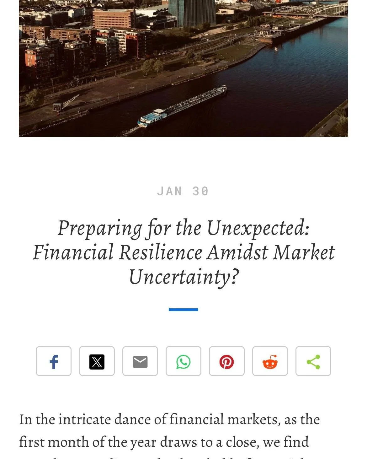 📌 Recap 1.30.24 | Preparing for the Unexpected: Building Financial Resilience When the System Falters

⏪ Back in January 2024, we wrote about the &ldquo;intricate dance of financial markets&rdquo; &mdash; warning that resilience, not reaction, would