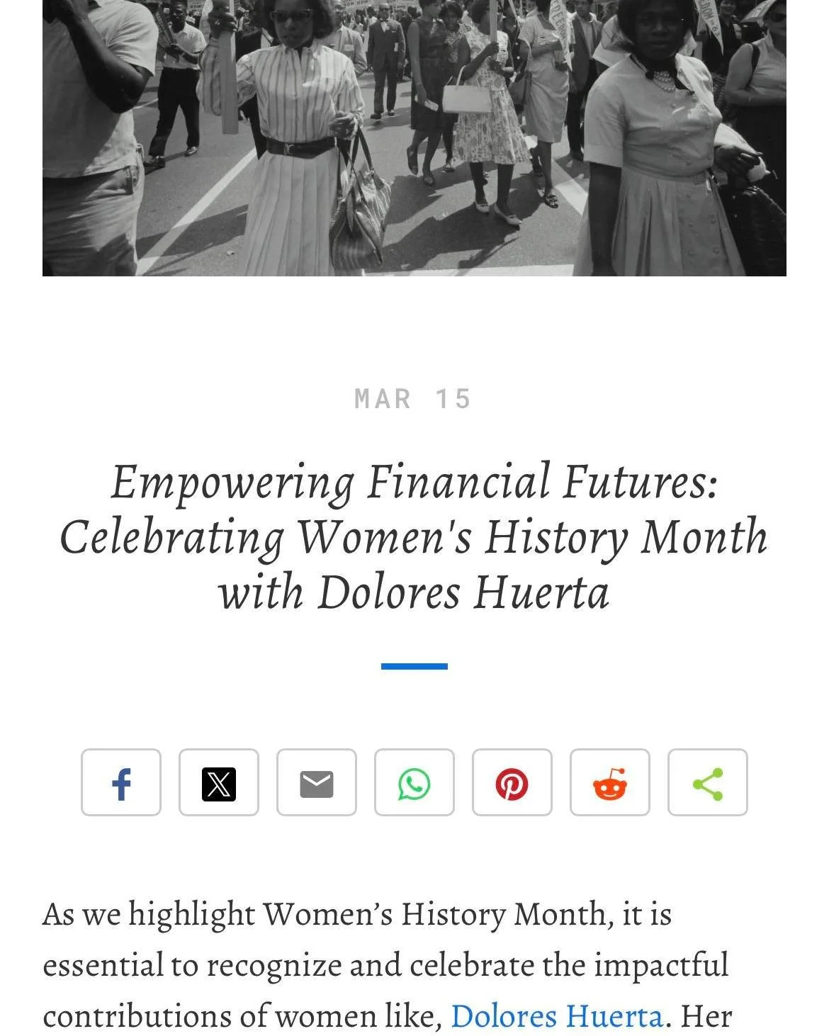 📌 Recap 3.15.24 | Empowering Financial Futures: Honoring Dolores Huerta&rsquo;s Legacy

💪 Back in March 2024, during Women&rsquo;s History Month, we spotlighted Dolores Huerta &mdash; a trailblazer whose activism reshaped workers&rsquo; rights, gen