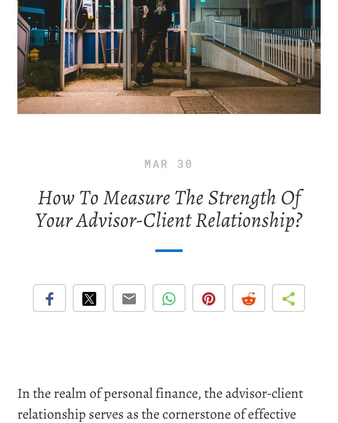 📌 Recap 3.30.24 | How Strong Is Your Advisor-Client Relationship?

🤝 Back in March 2024, we asked: How do you really measure the strength of your advisor-client relationship? Fast forward to today&mdash;18 months later, with markets swinging on shu