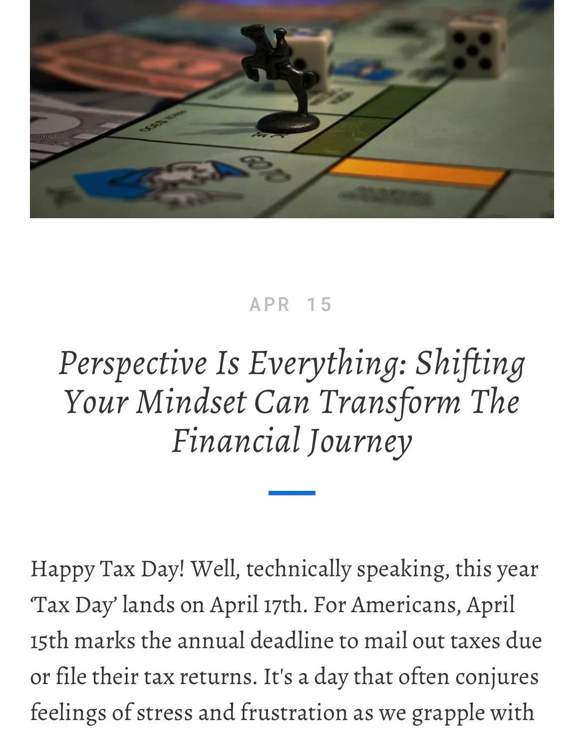📌 Recap 4.15.24 | Perspective Is Everything

💸 Tax Day usually stirs stress &mdash; but mindset shifts matter. Back in April, we framed it as planning &gt; panic. Fast forward: as we sit in Day X of a government shutdown and await tomorrow&rsquo;s 