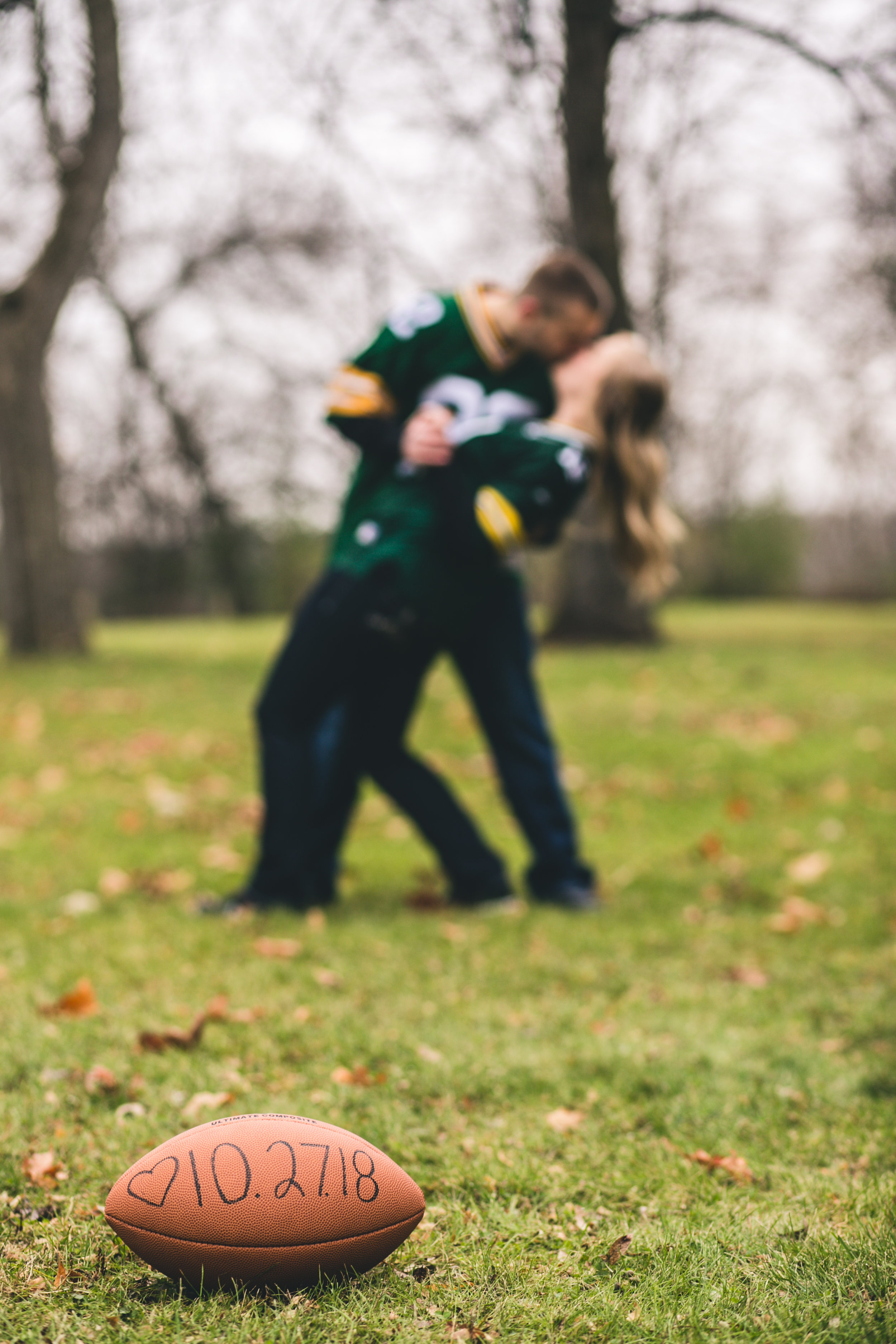 wedding date on football in River Falls WI