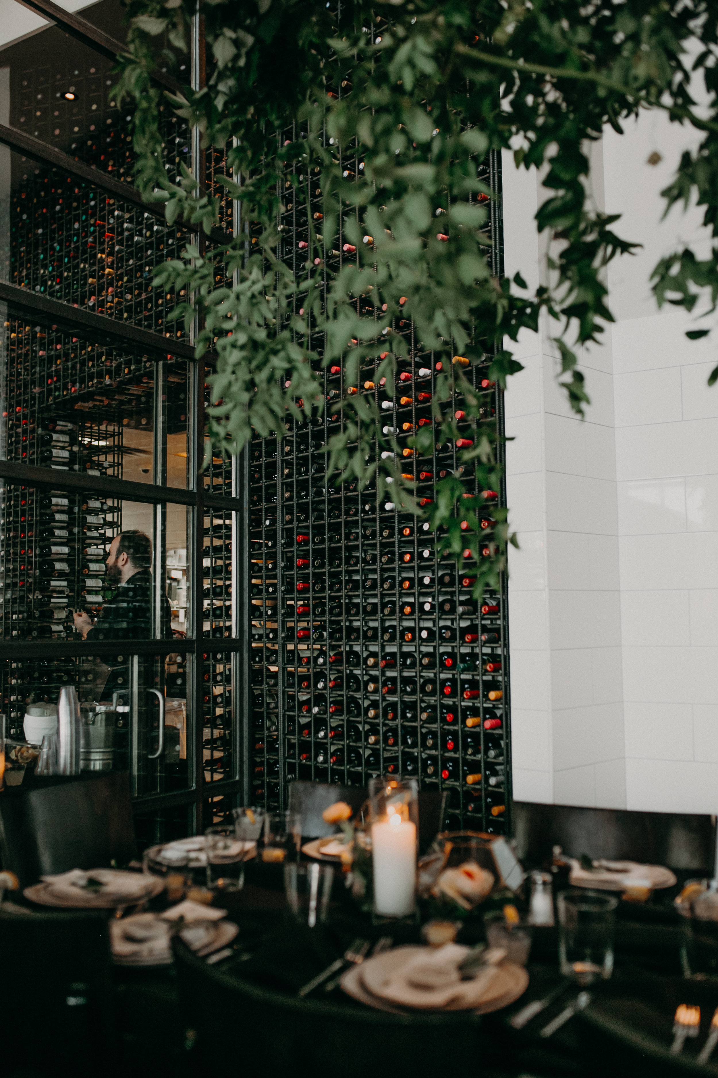  greenery and wine rack at 6Smith in Wayzata MN for a lakeside wedding reception  