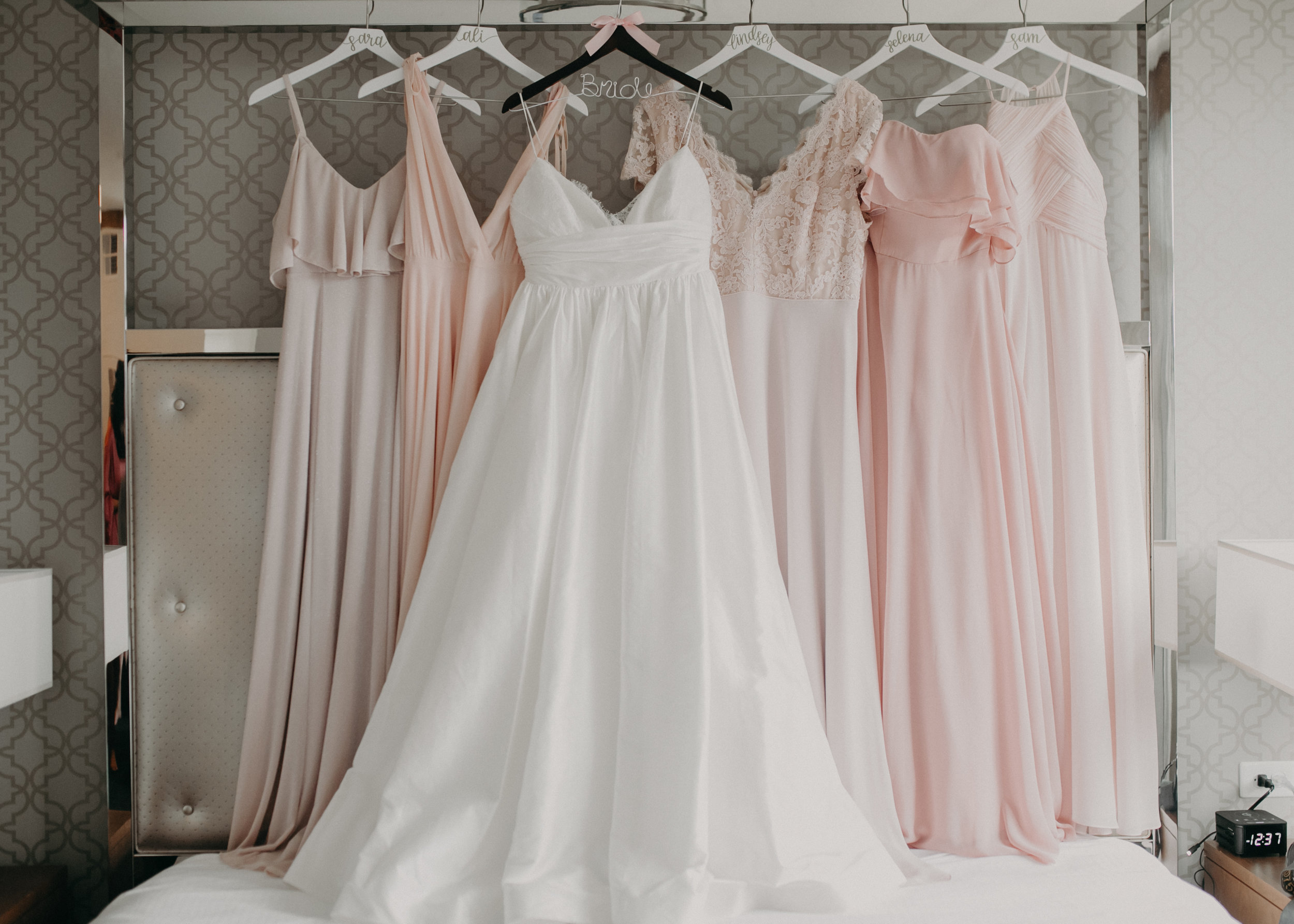 bridal suite at Hotel Landing in Wayzata MN with dresses