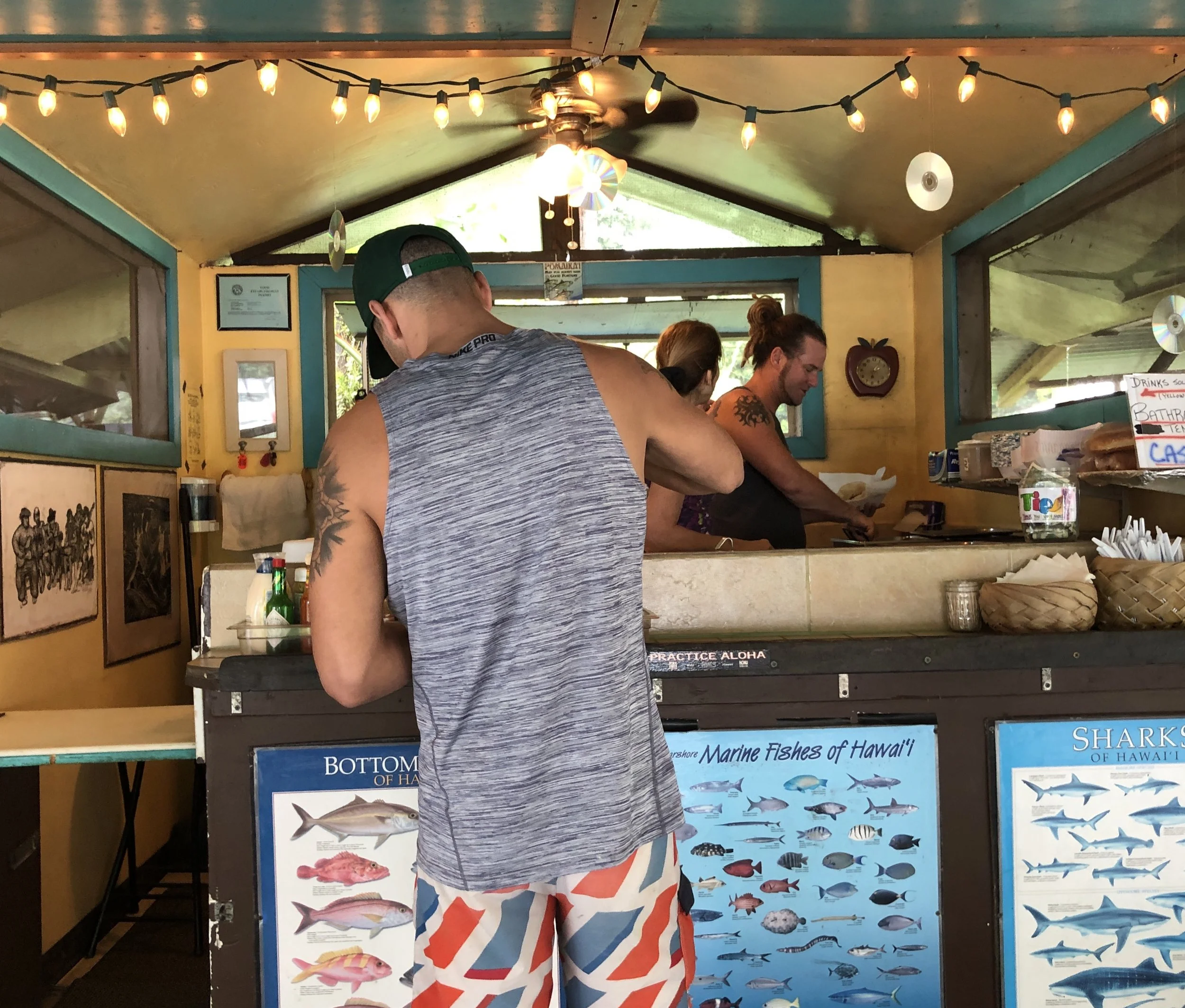Ordering tacos at the Nahiku Marketplace (Island Style Tacos)