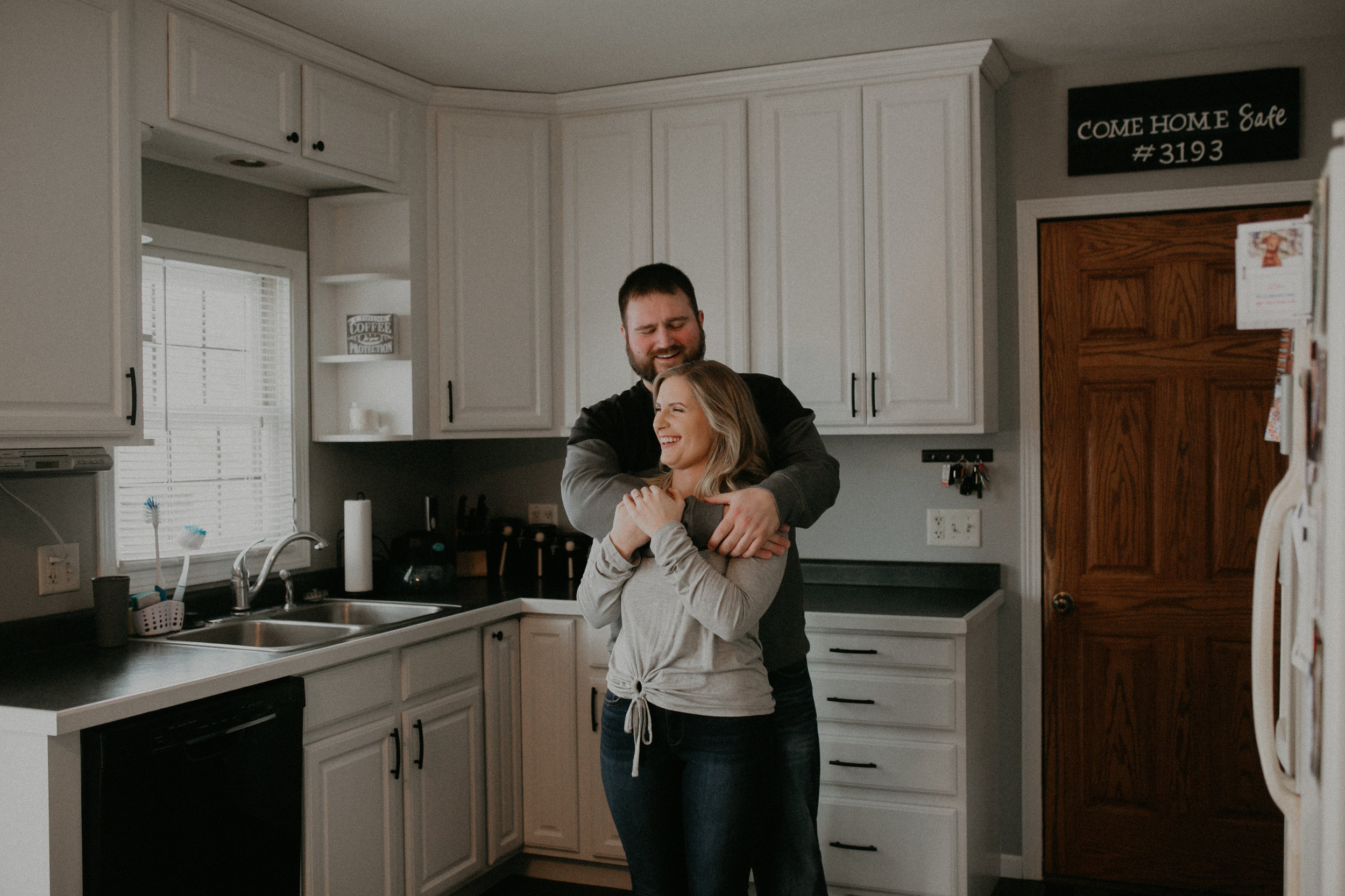  engagement session in kitchen in Athens WI 