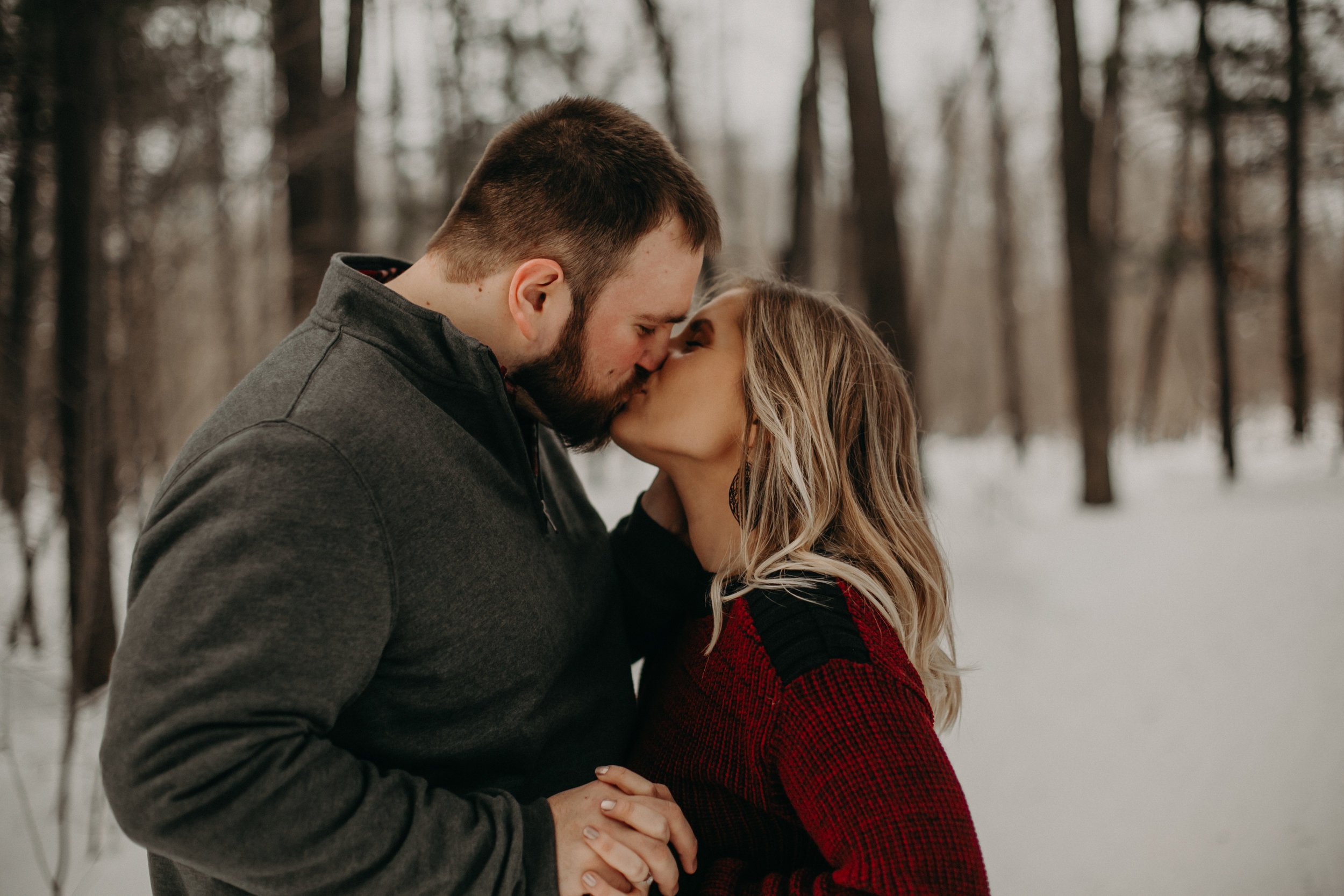 winter engagement session in Central Wisconsin