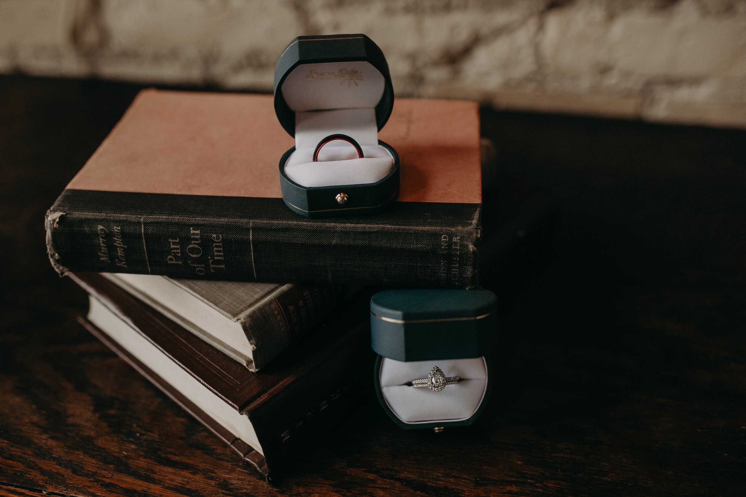 Andrea Wagner Photography captures wedding rings for an intimate wedding in St Paul MN at historic W.A. Frost restaurant