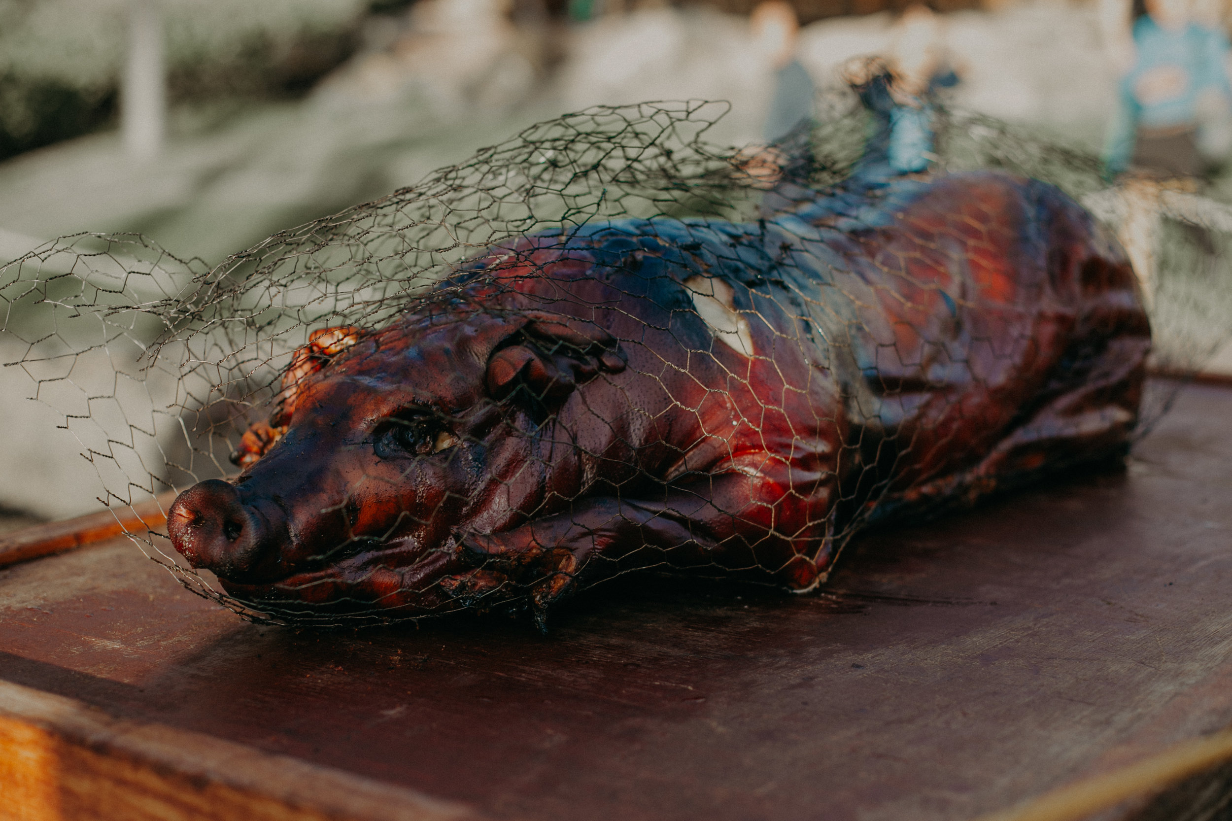  a roasted pig lays on a table at a luau on the island of maui at Grand Wailea 