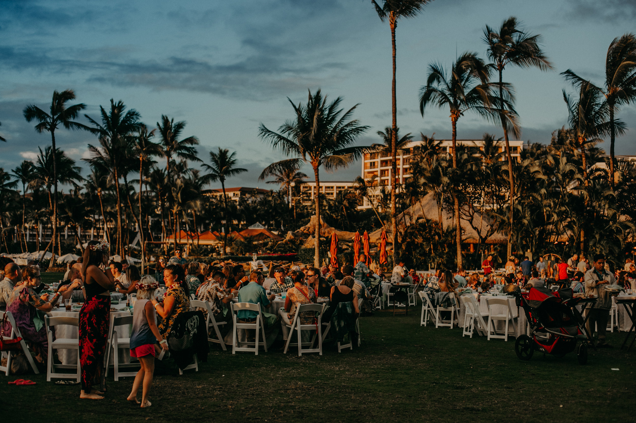 a luau at Grand Wailea resorts on Maui Hawaii at sunset