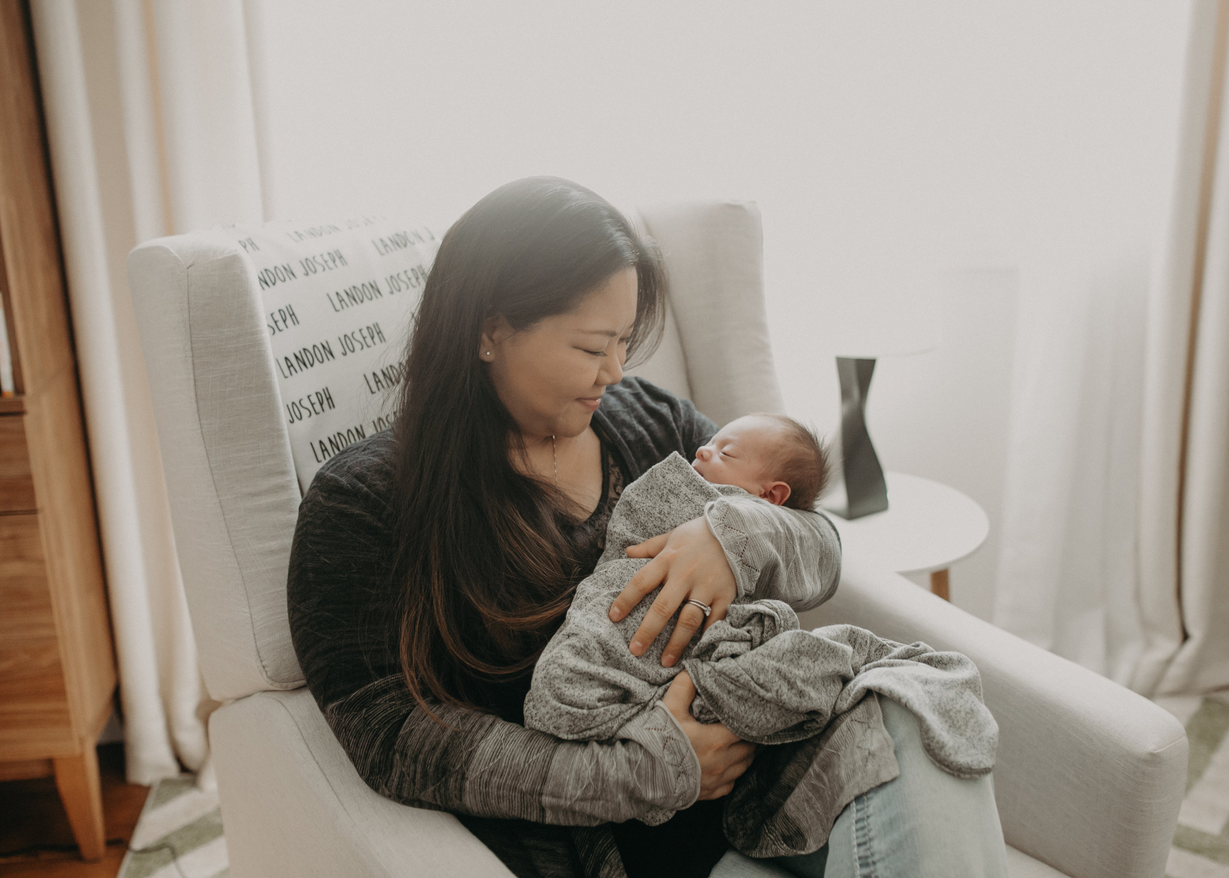 bright and airy yet moody newborn lifestyle photos by Andrea Wagner Photography