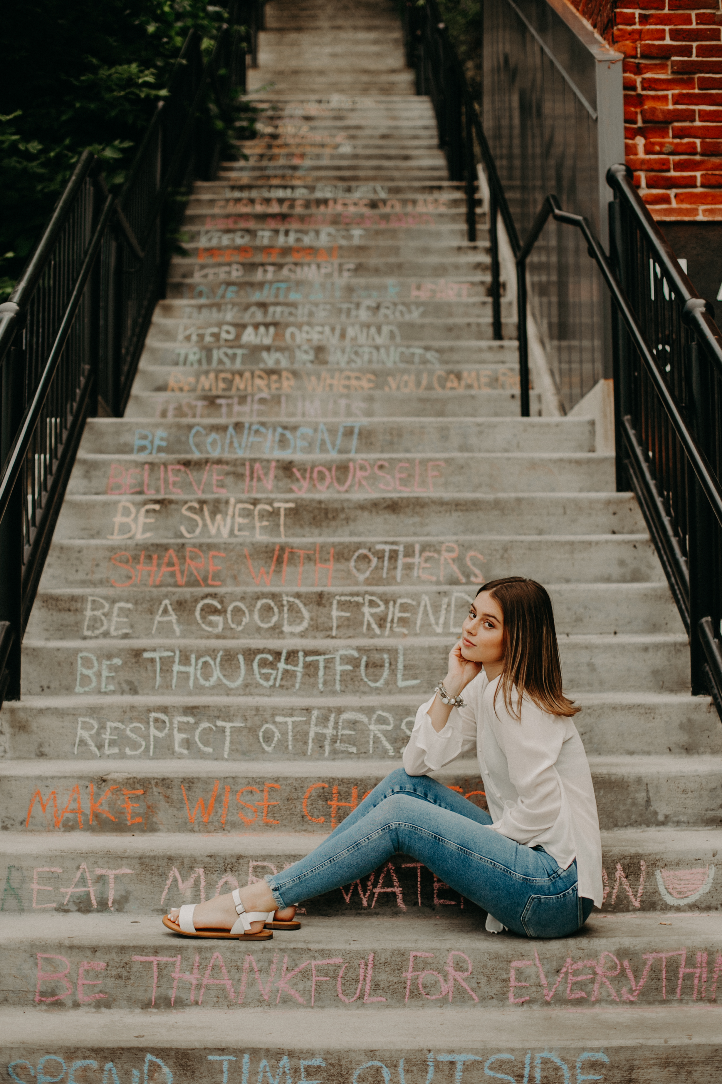  stairs with positive affirmations located in Stillwater MN perfect for photo opportunities and senior session 