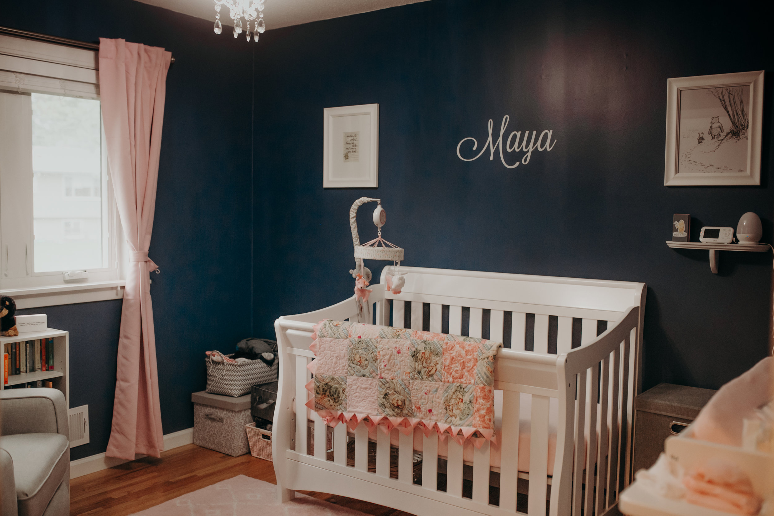 newborn baby girl nursery in Eagan MN during photo shoot with Andrea Wagner Photography 