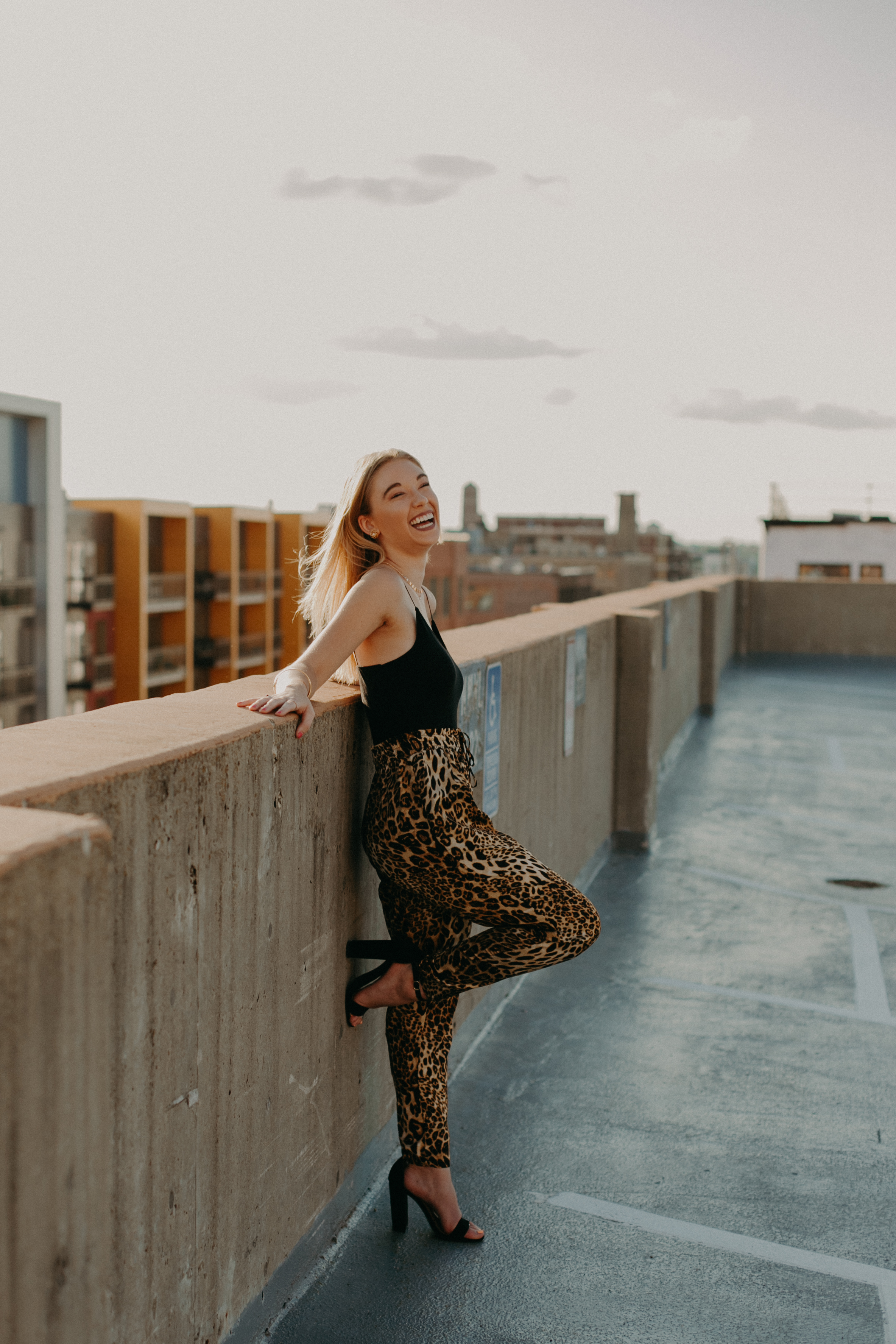 Minneapolis senior photographer Andrea Wagner captures sunset on parking ramp