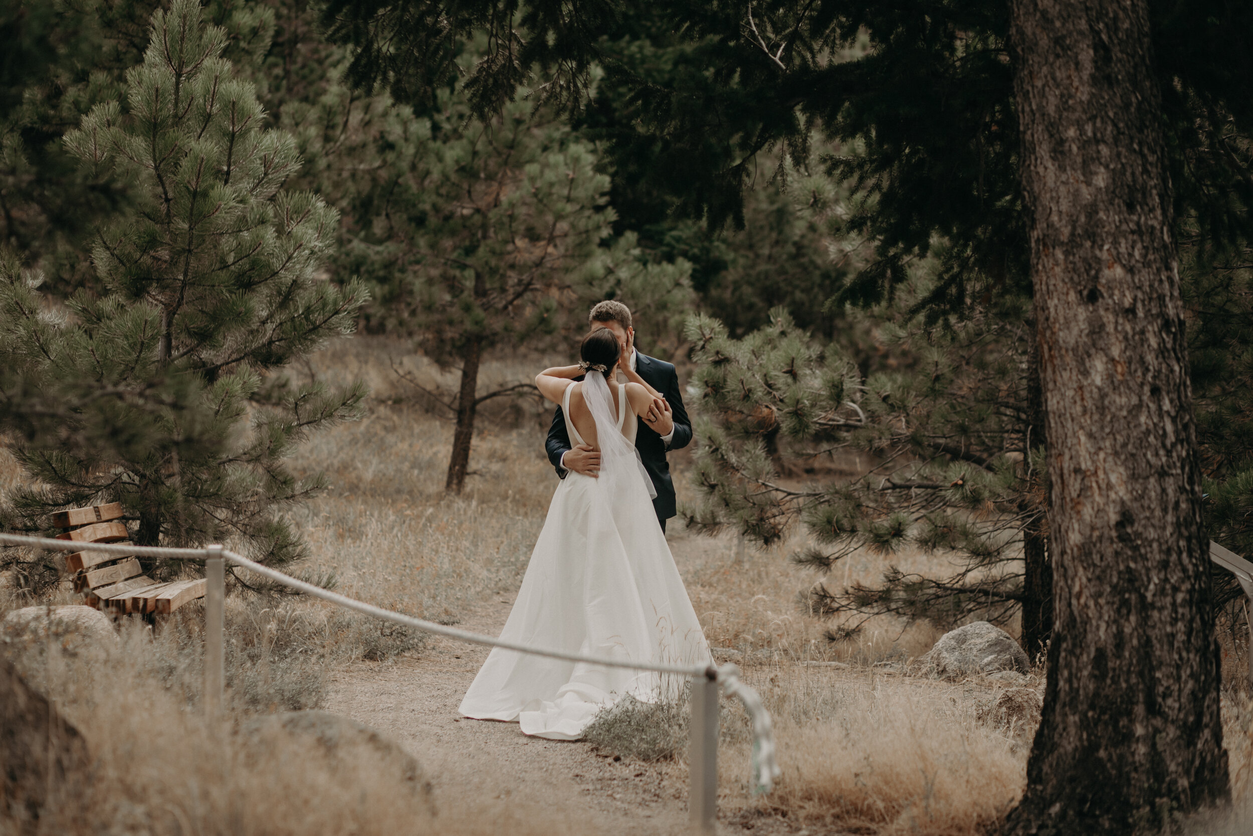  Andrea Wagner captures a first look on Flagstaff Mountain between bride and groom in the fall 