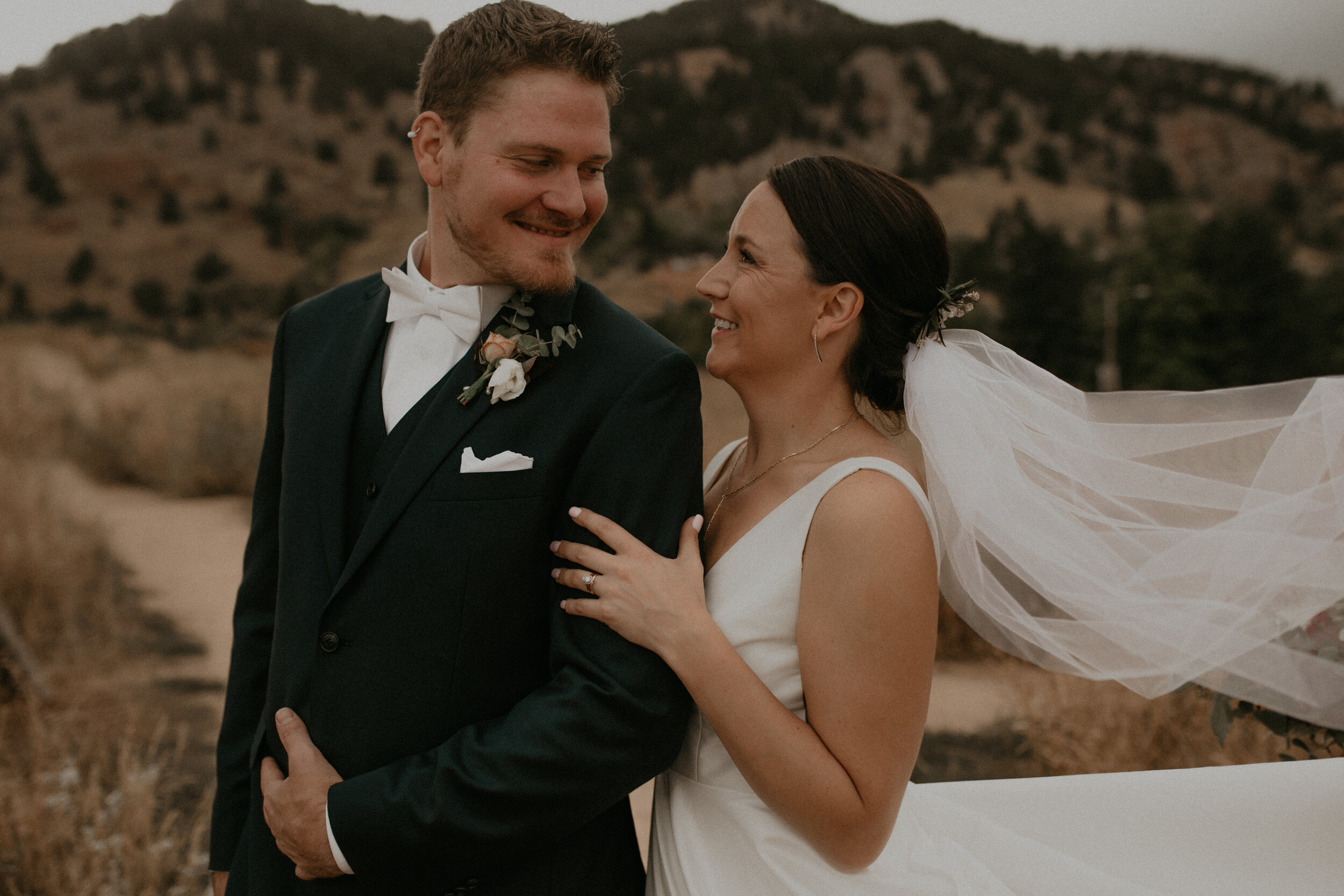  Boulder CO wedding photographer during bride and groom portraits at Flagstaff mountain 