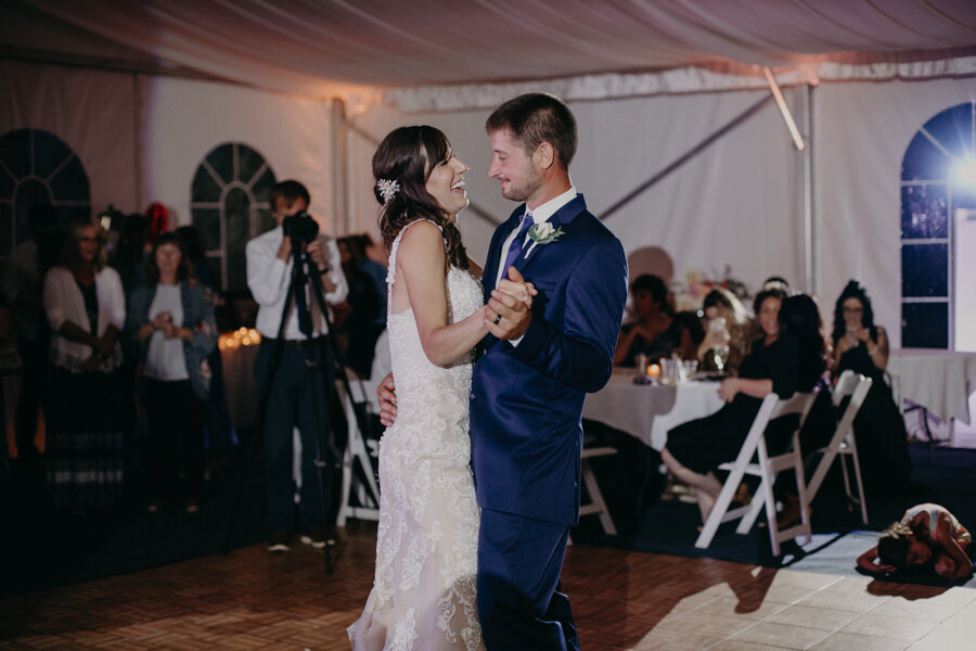 Andrea Wagner Photography captures first dance between bride and groom at Par 4 Resort in Waupaca WI