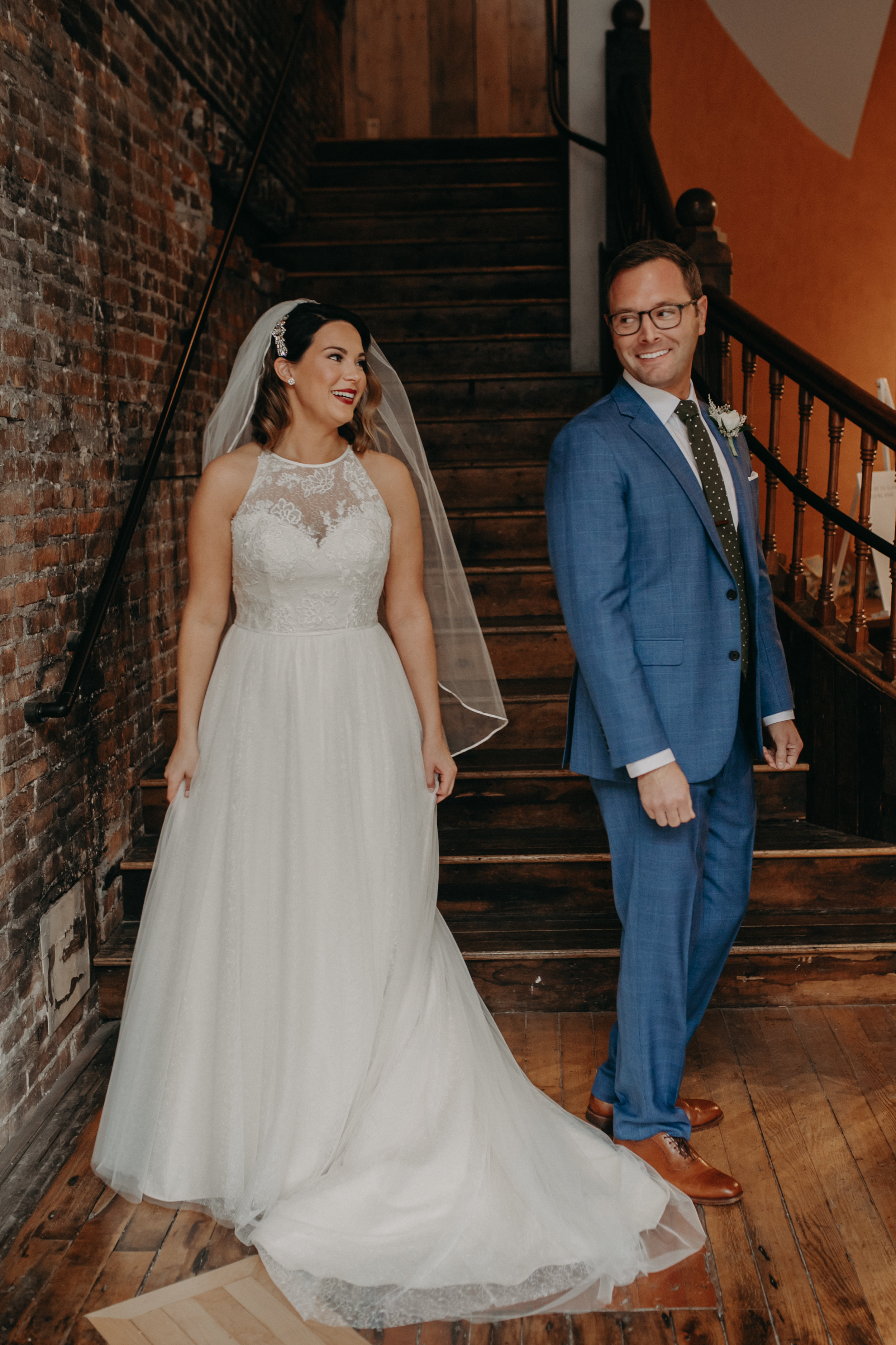 joyful first look at The Loft at Studio J captured by Andrea Wagner Photography