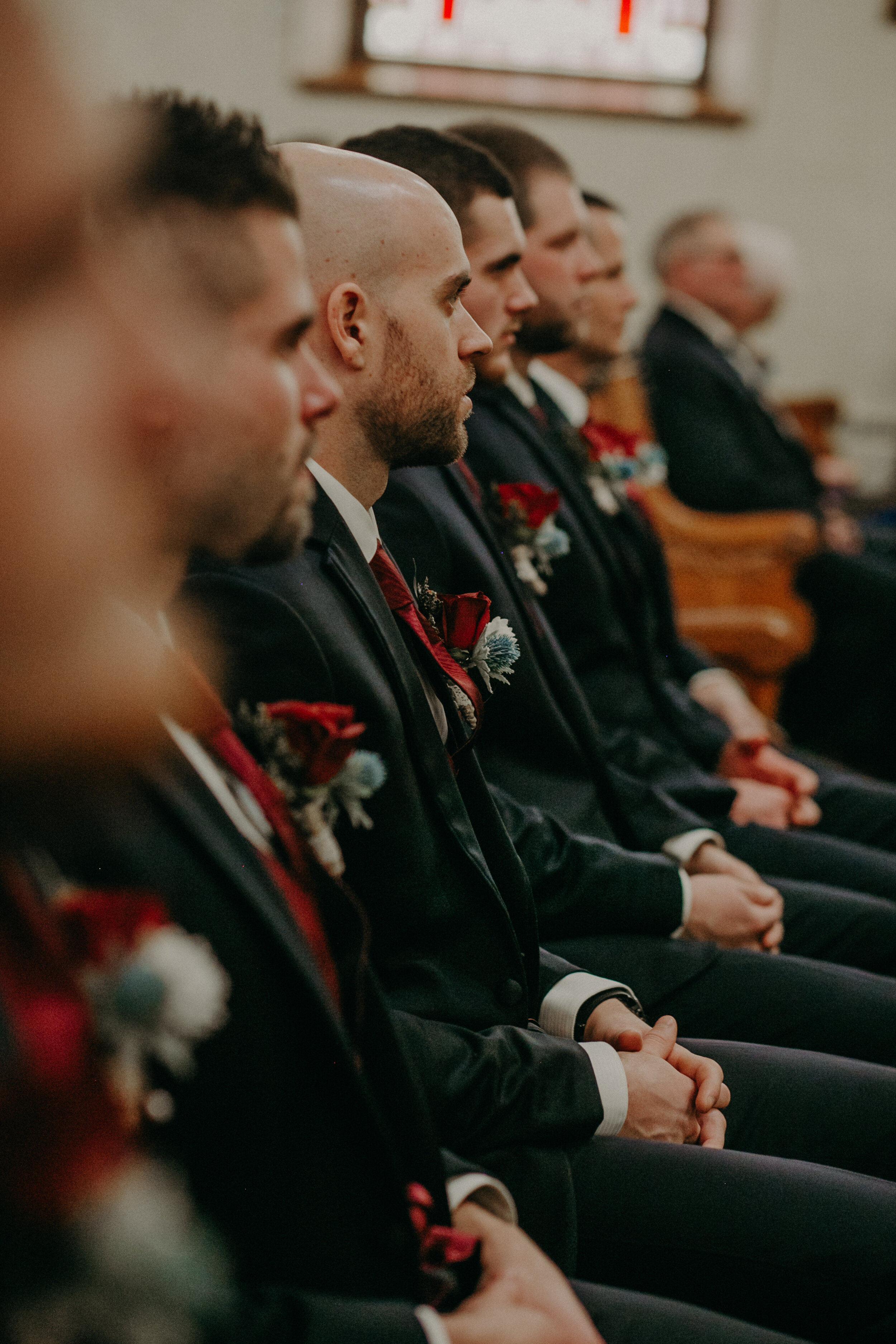  Andrea Wanger Photography cozy winter Wisconsin wedding. Perfect Wisconsin wedding in February. Elegant winter wedding church ceremony. Groomsmen details. 