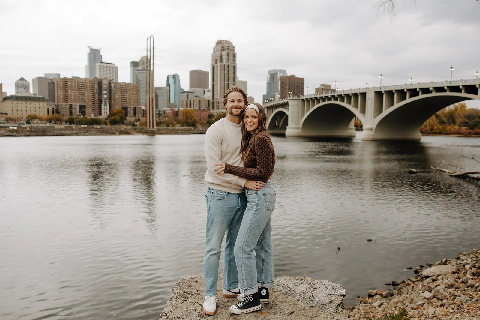 Bradley + Louisa | An October Engagement Session in Minneapolis (St Anthony Main)