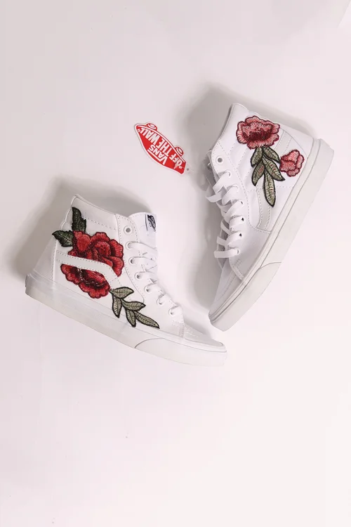 Custom White Vans Rose Sk8 Hi Iamkoko La