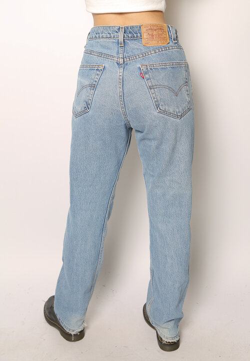 cross over reworked levis jeans — 