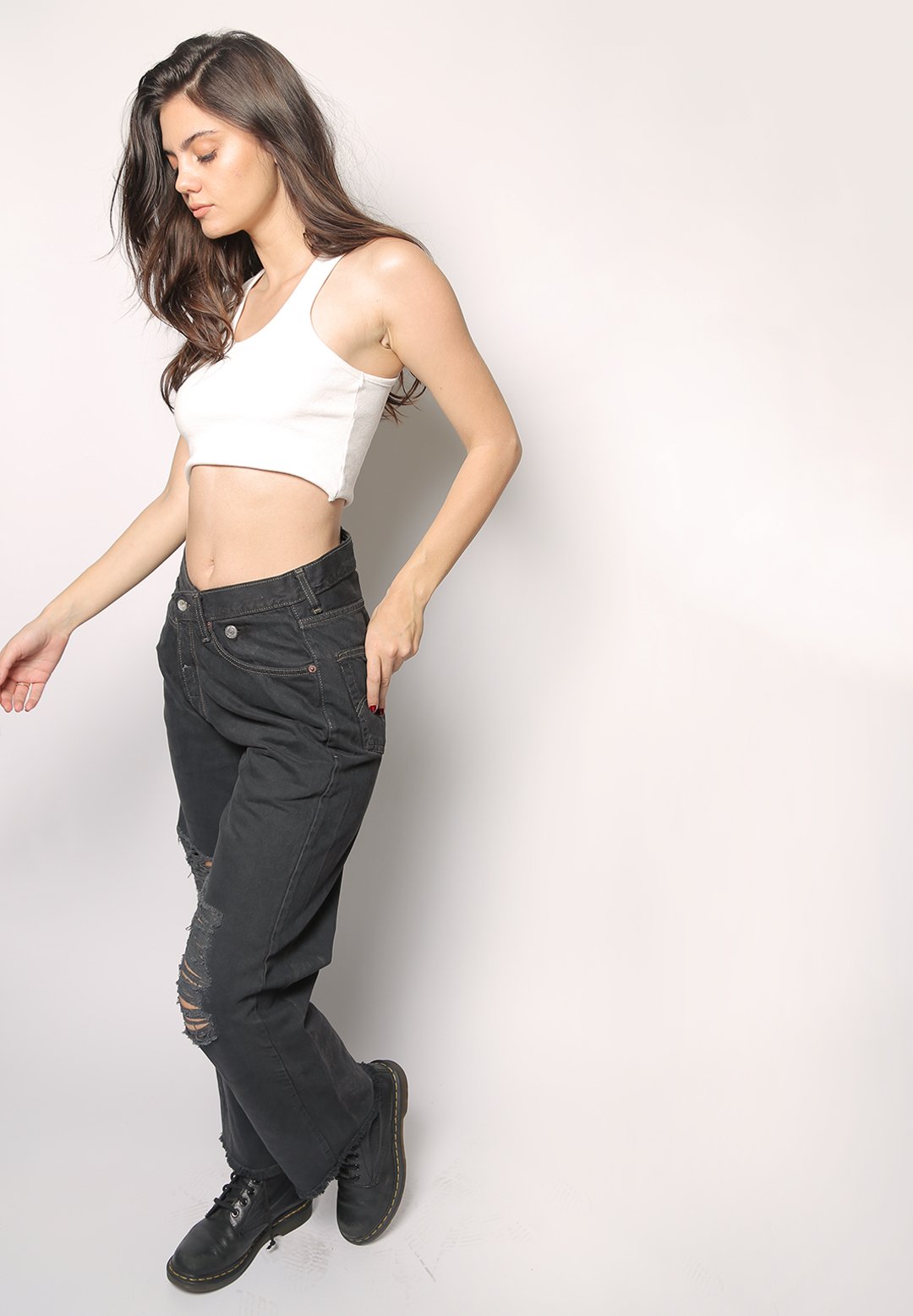 black cross over reworked levis jeans 