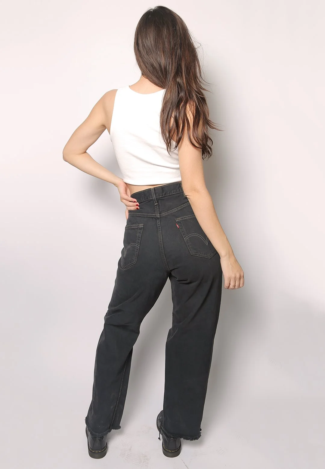 black cross over reworked levis jeans 