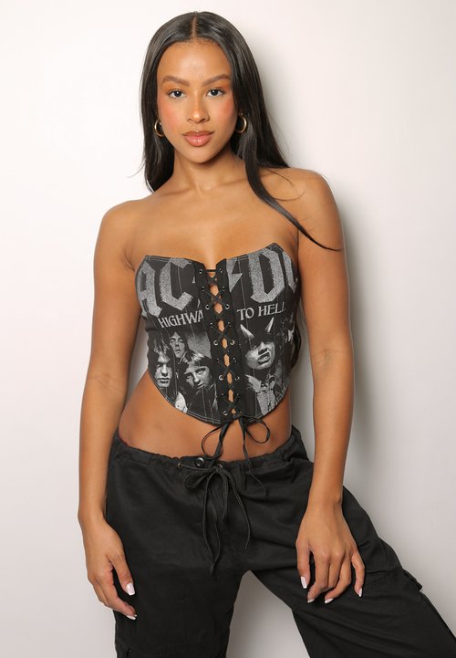 LV reworked vintage y2k denim corset top