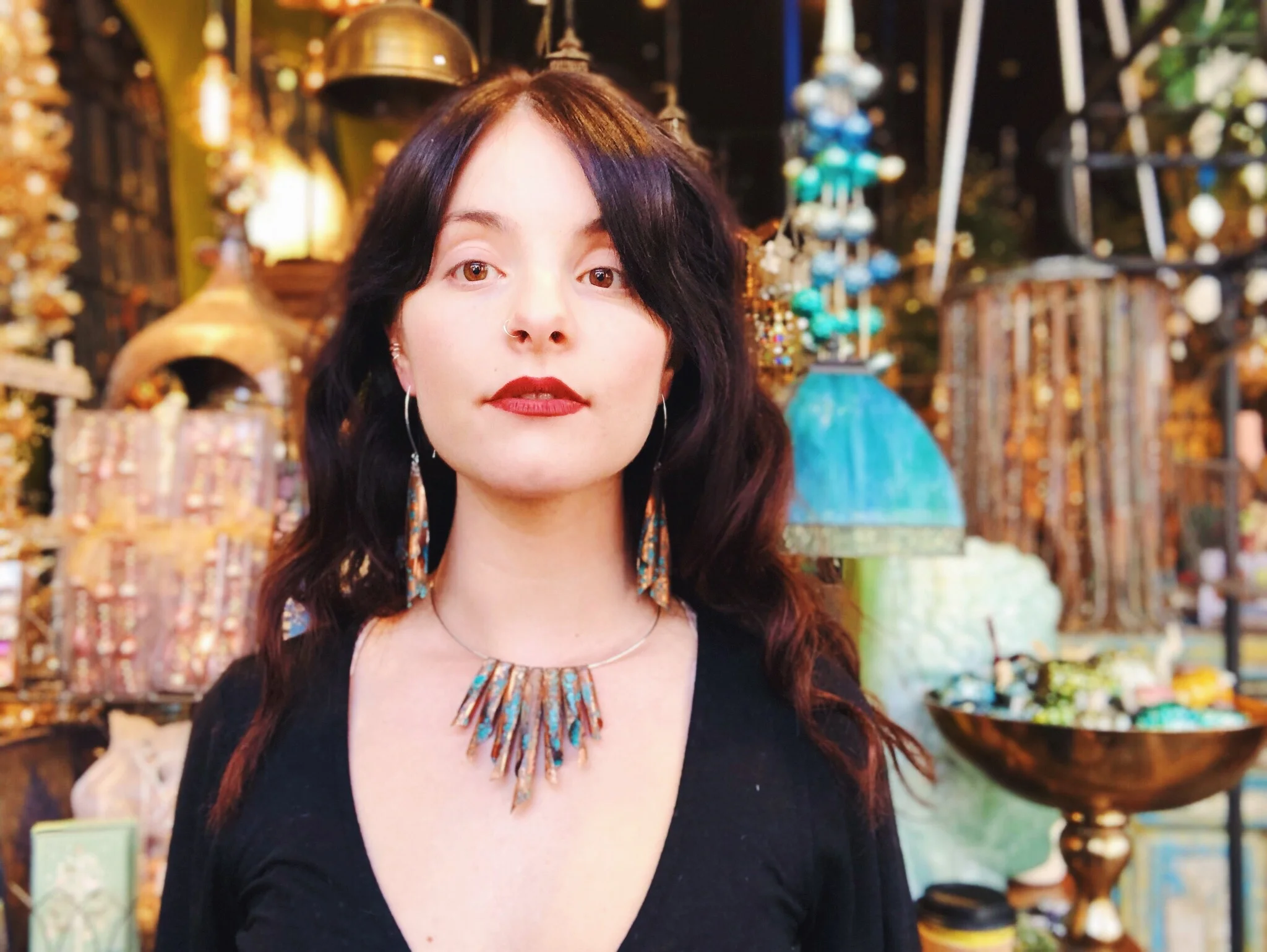 Moth Empress Necklace in Blue