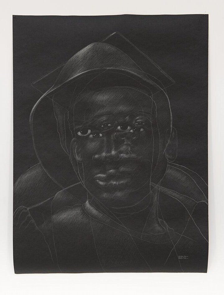  Titus Kaphar.  The Jerome Project (Asphalt and Chalk) XI , 2015. Chalk on asphalt paper. 48 ¼ x 36 13/16 inches. Bowdoin College Museum of Art, Brunswick, Maine, Museum Purchase, Barbara Cooney Porter Fund. ©Titus Kaphar. 