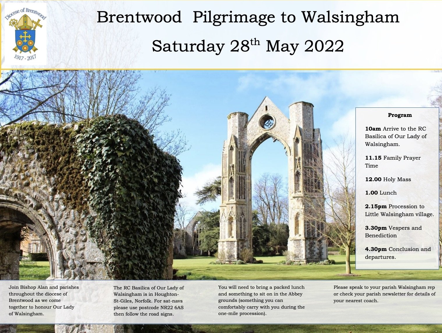 Diocesan Pilgrimage to Walsingham - Saturday 27th May