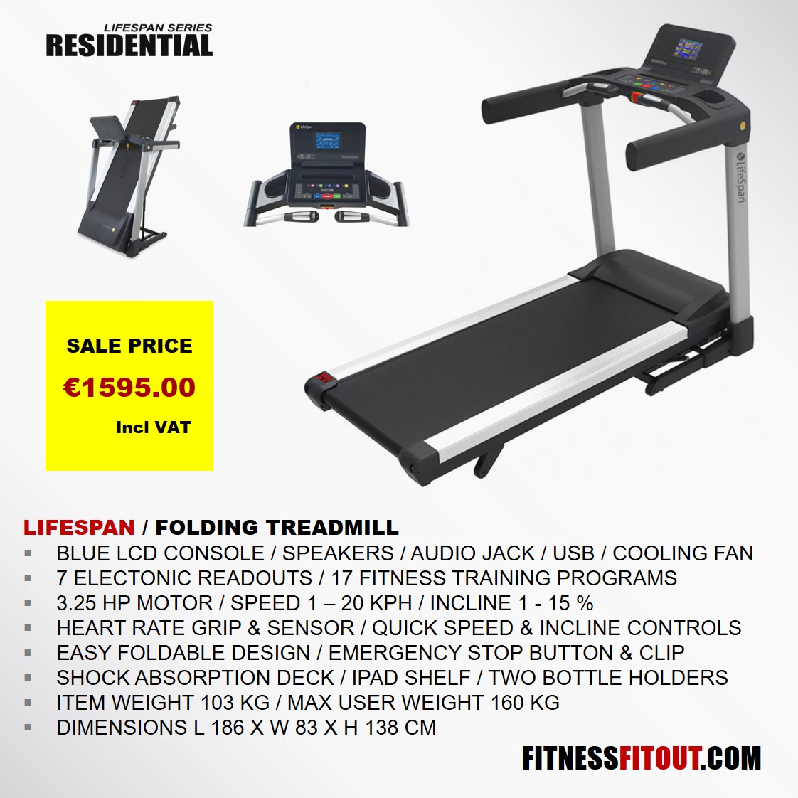 LIFESPAN SERIES FOLDING TREADMILL