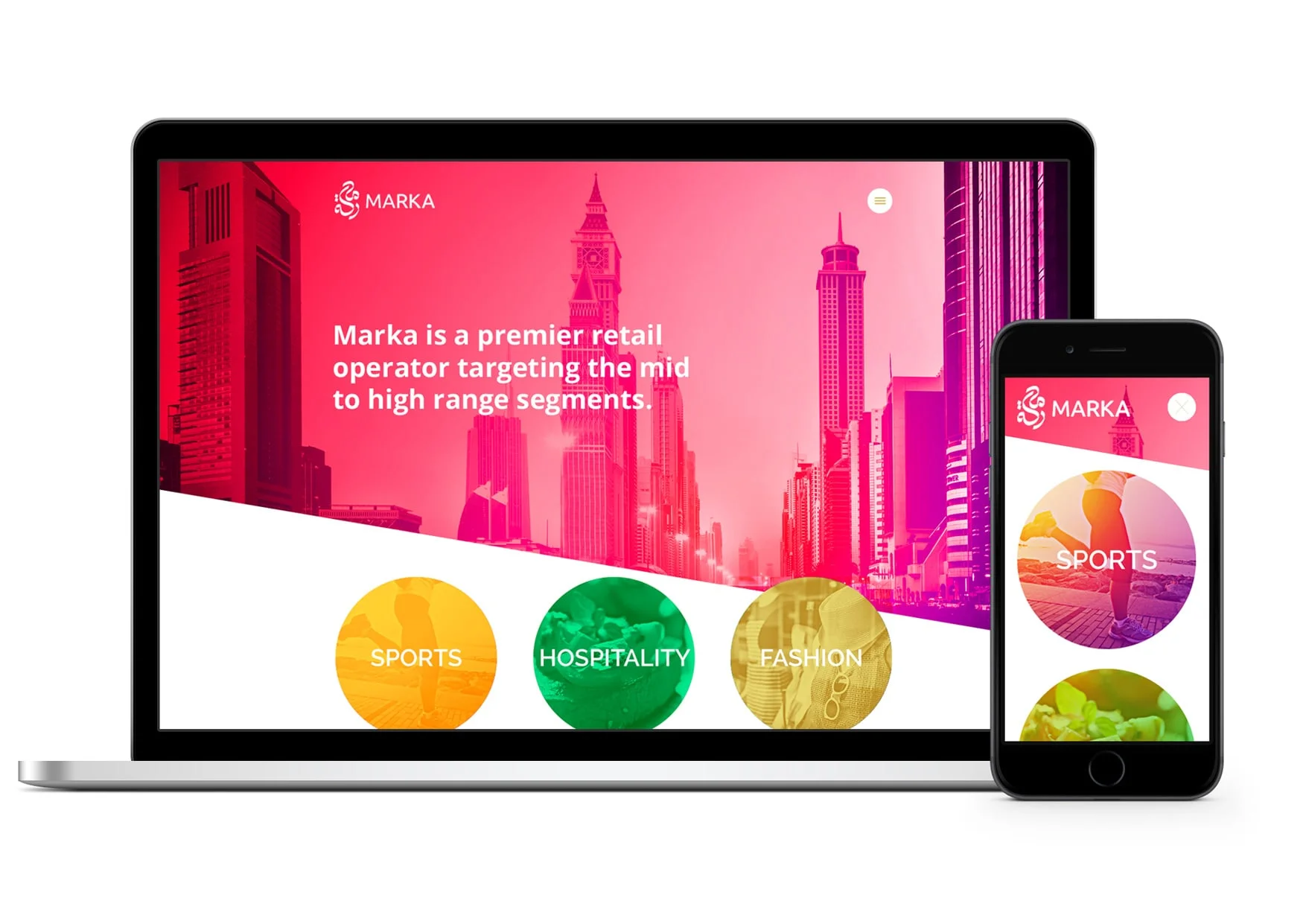 Flexible Laptop and Mobile Website Design Concept for MARKA GROUP UAE