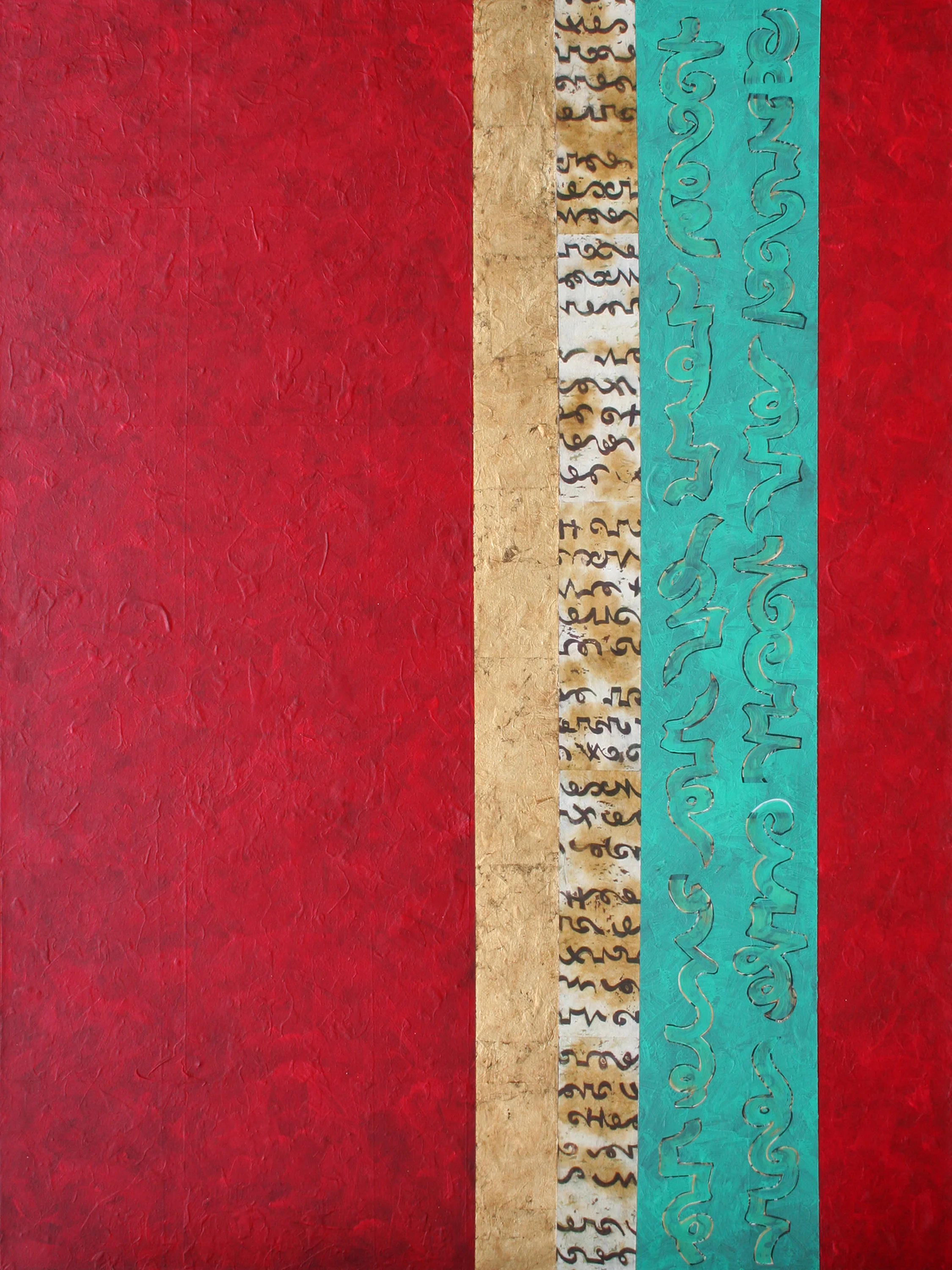Heidi Lewis Coleman , REVERIE, Acrylic & Cut Paper with Gold Leaf on Canvas, 48" x 36" Price: $2,000