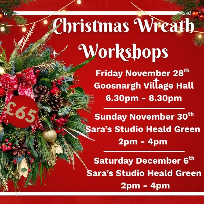 🎄✨ LAST CALL FOR WREATH WORKSHOPS! ✨🎄
Come and make a gorgeous Christmas wreath without the mess, moss or endless wiring!

🌿 Goosnargh &ndash; This Friday
A one-off return because so many of you loved these workshops!

🌿 Heald Green &ndash; This 