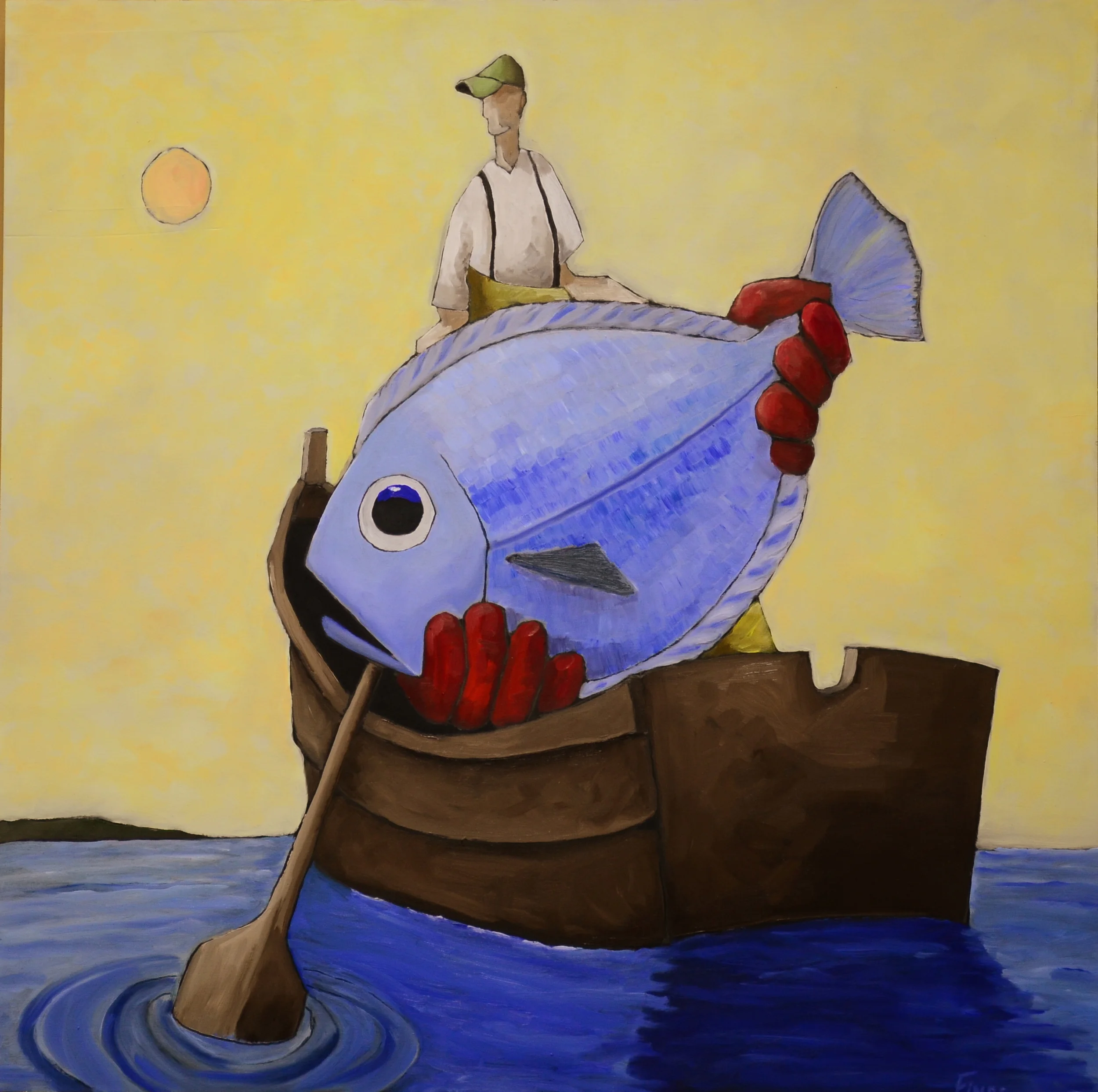 Tyler's Flounder 36 x 36 Oil on Birch-Sold