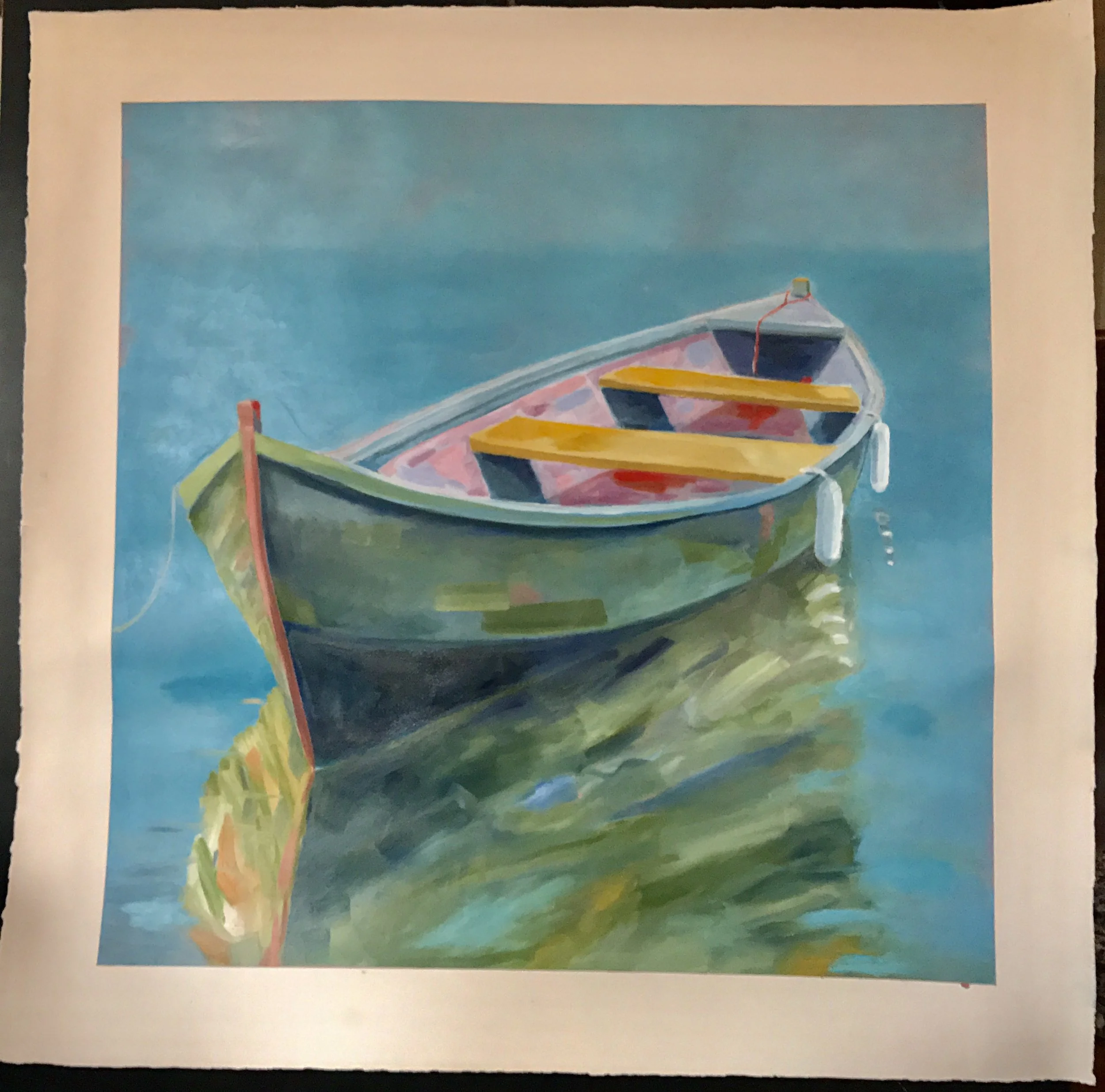 Blue Water I. Oil on Paper 36 x 36