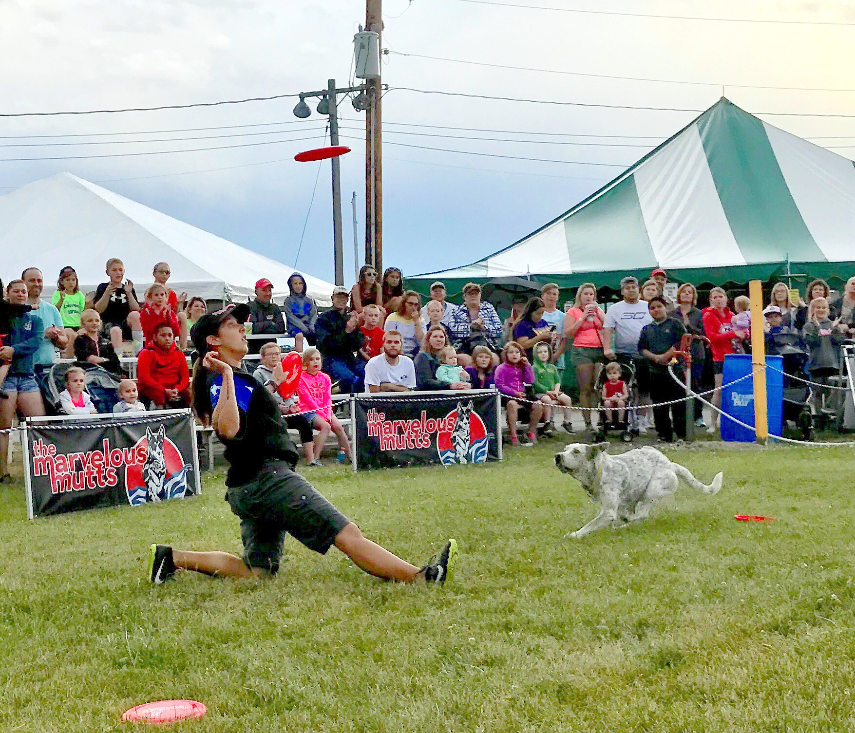 Skye ready to launch for her Hero disc as the crowd looks on.