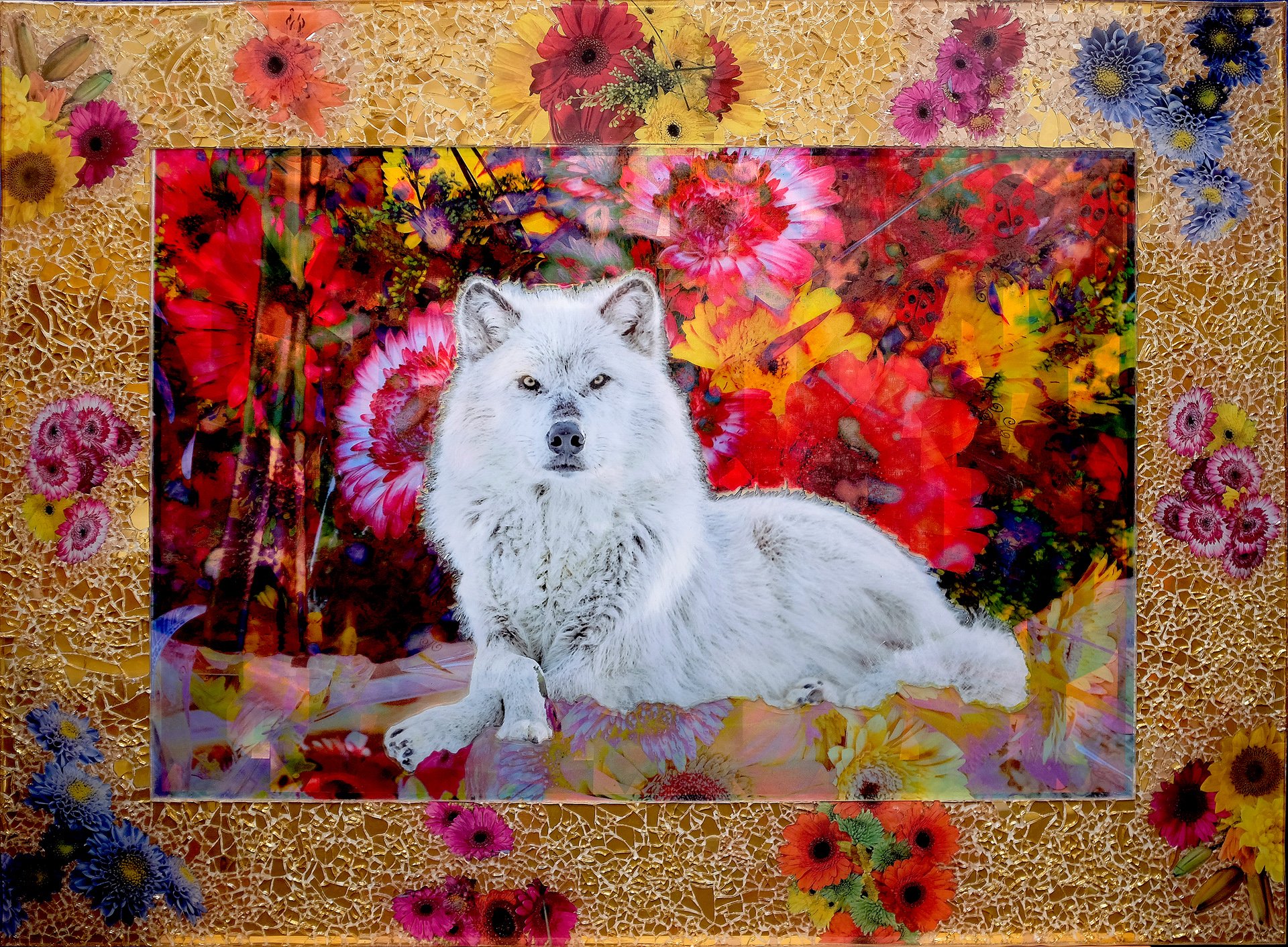 wolf  35 x 47 inches (89 x 119 cm) Mixed Media 2021
