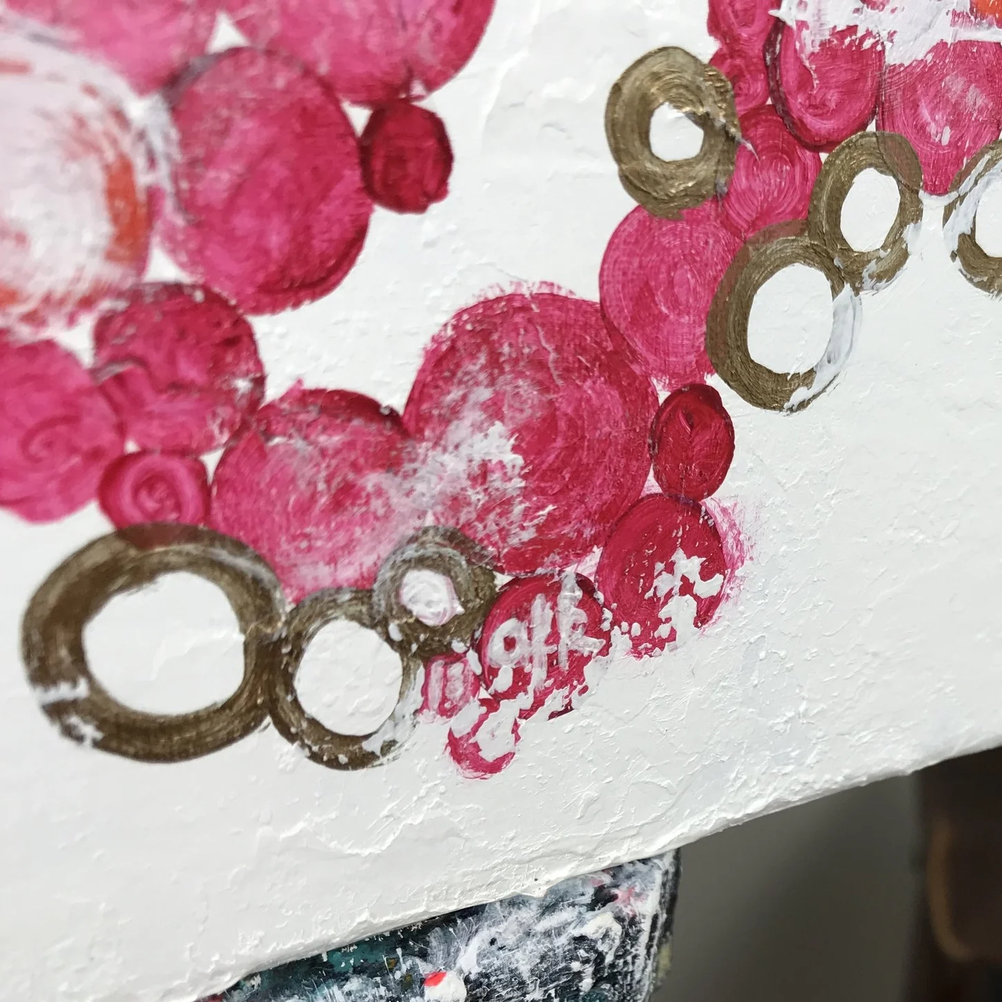 red #1 acrylic painting on canvas detail