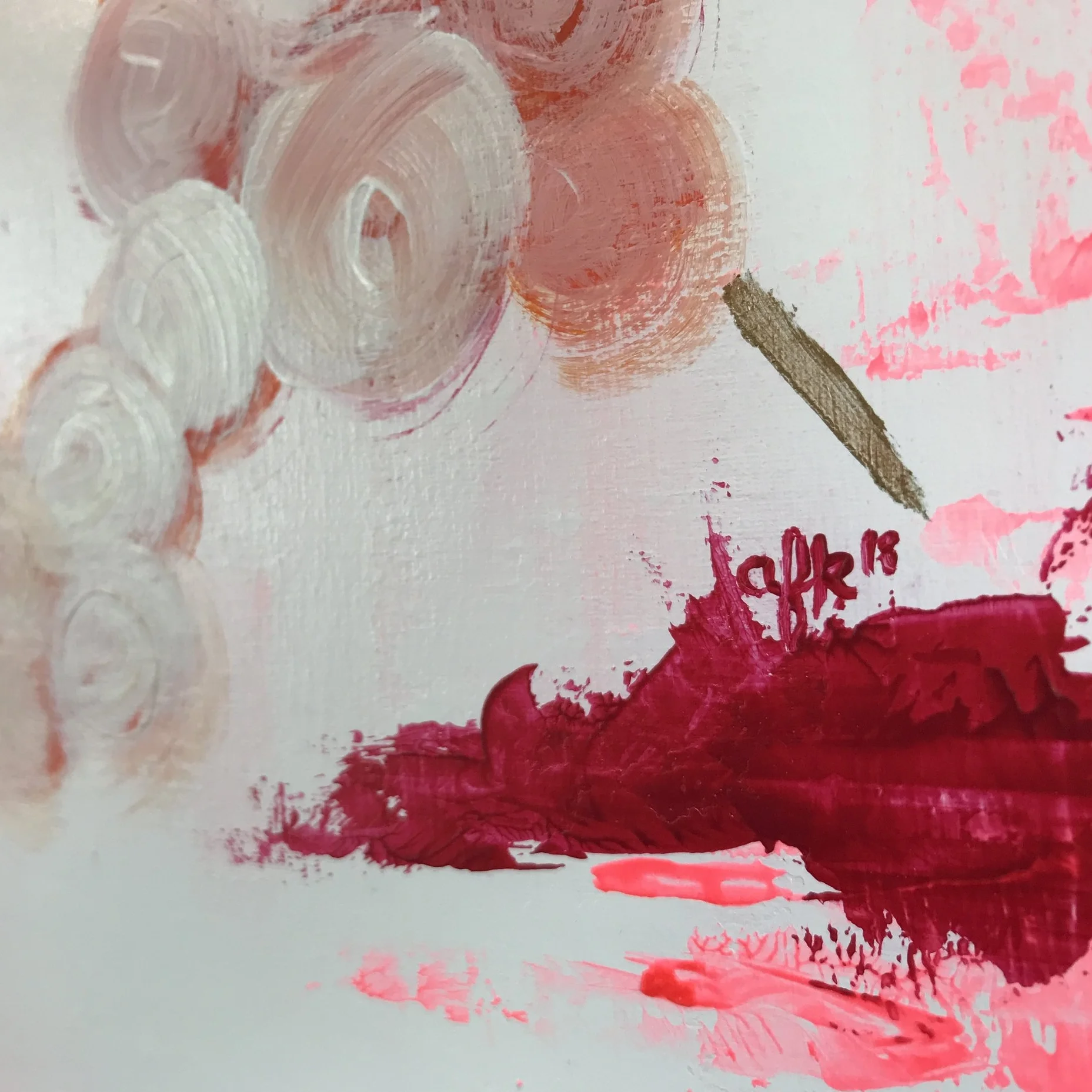 cherry blossoms #1 acrylic painting on canvas detail