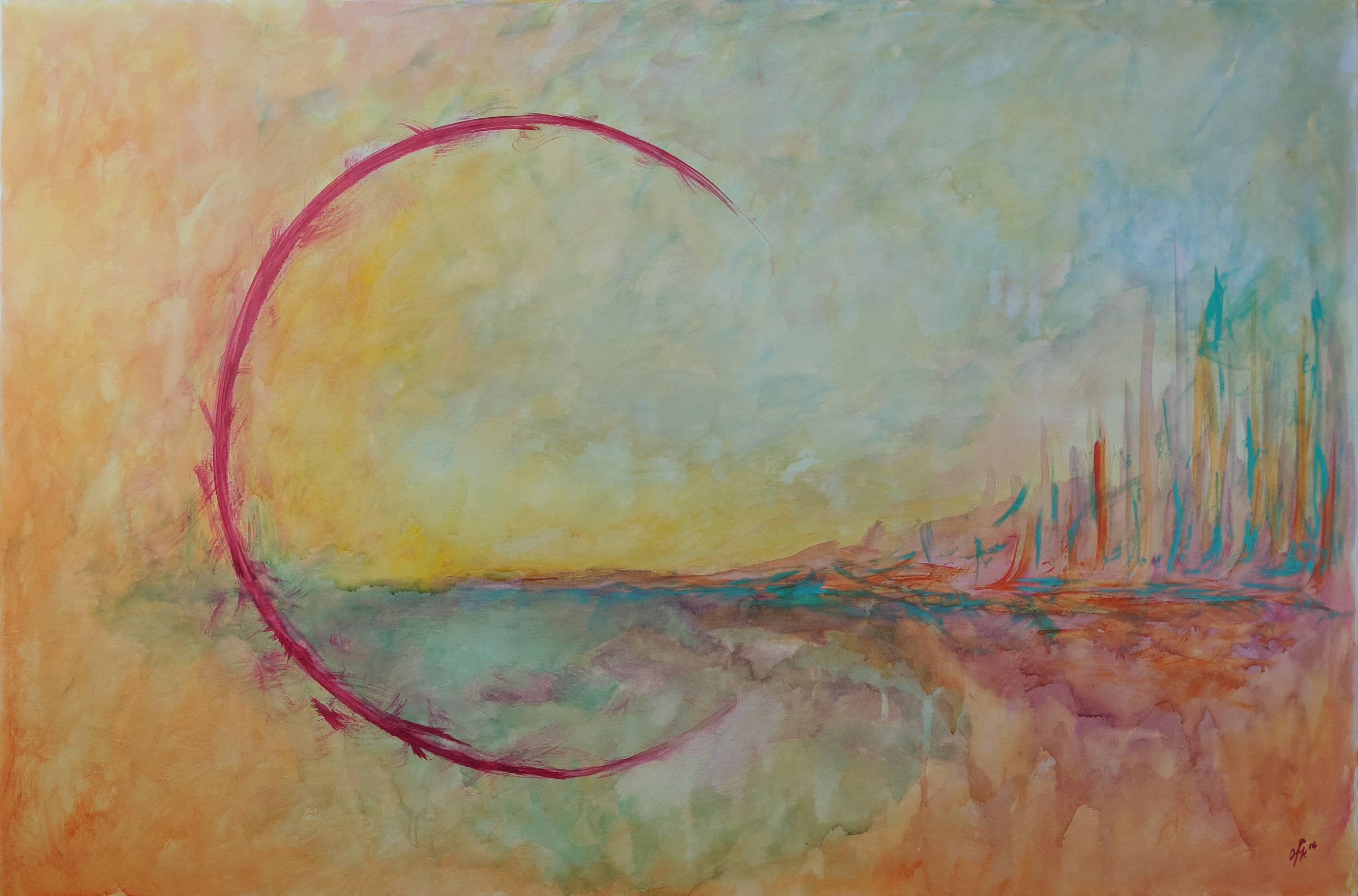 a city not yet known acrylic painting on canvas
