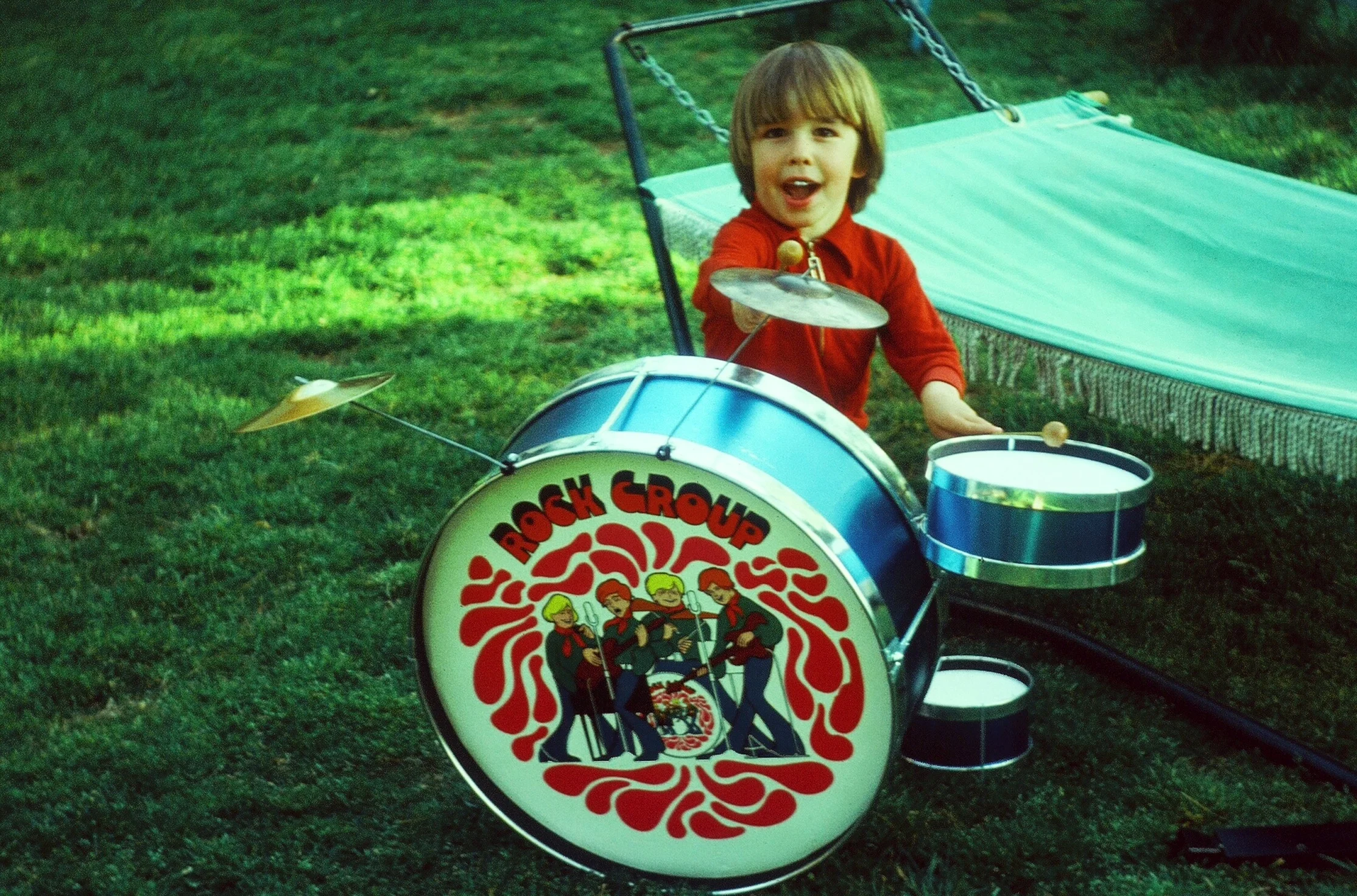 Drumming for my first band, the legendary and aptly named "Rock Group."